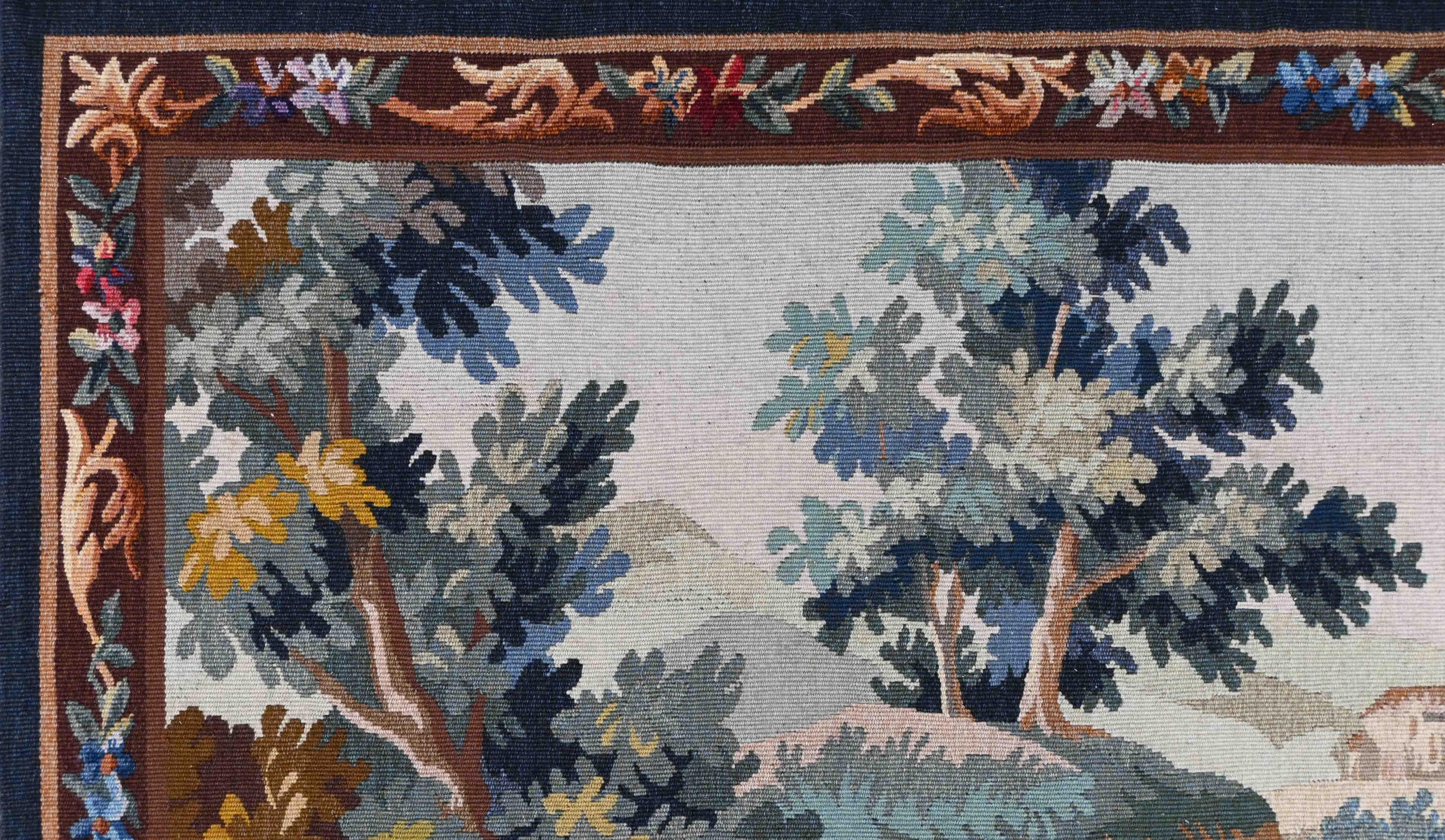 Französisch Aubusson Wandteppich 19. Jahrhundert, Bolduc und nummeriert - L155xH105 - N° 1422 (Wolle) im Angebot