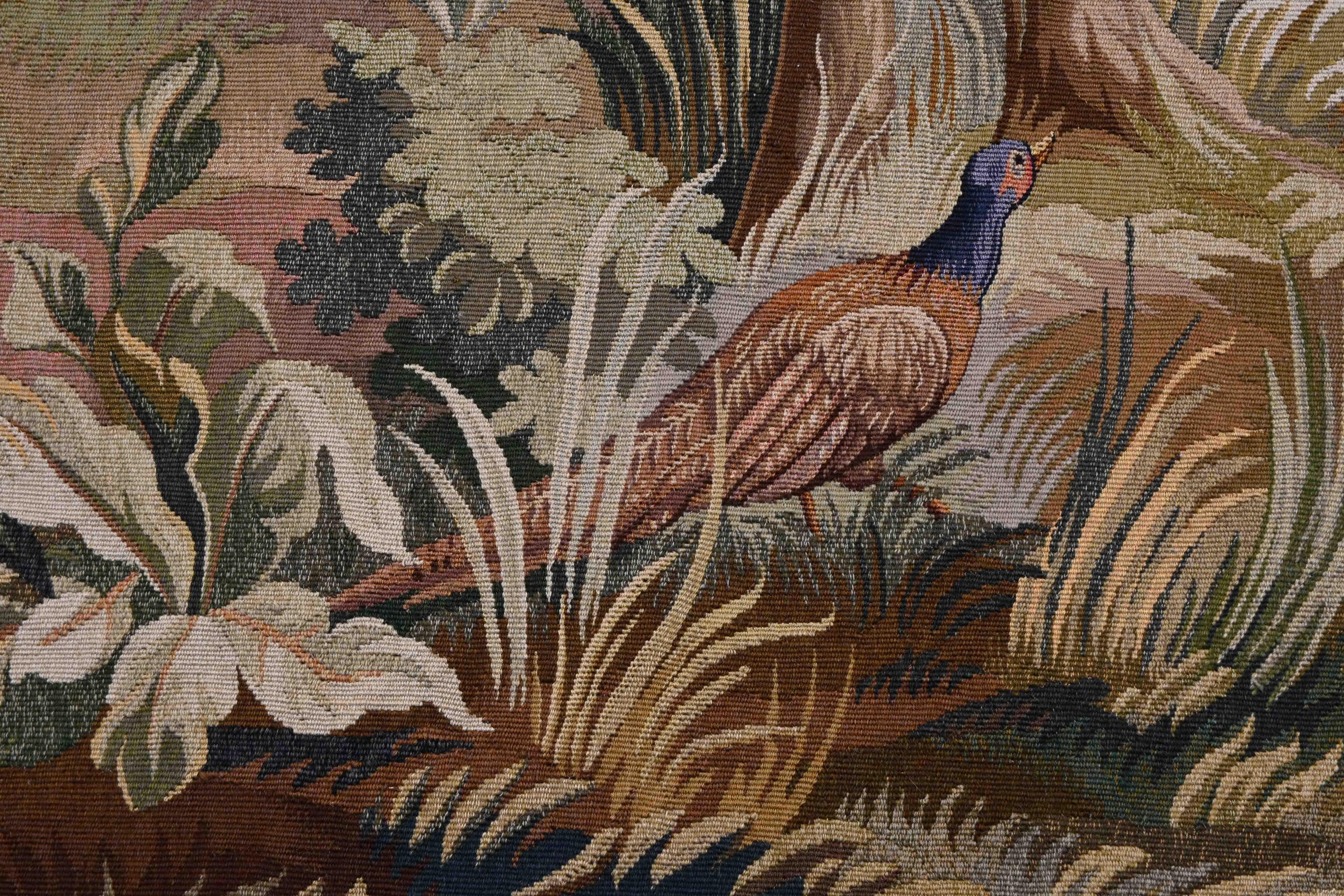 Französischer Aubusson-Teppich 19. Jahrhundert - Jagdszene - Nr. 1587 im Zustand „Hervorragend“ im Angebot in Paris, FR