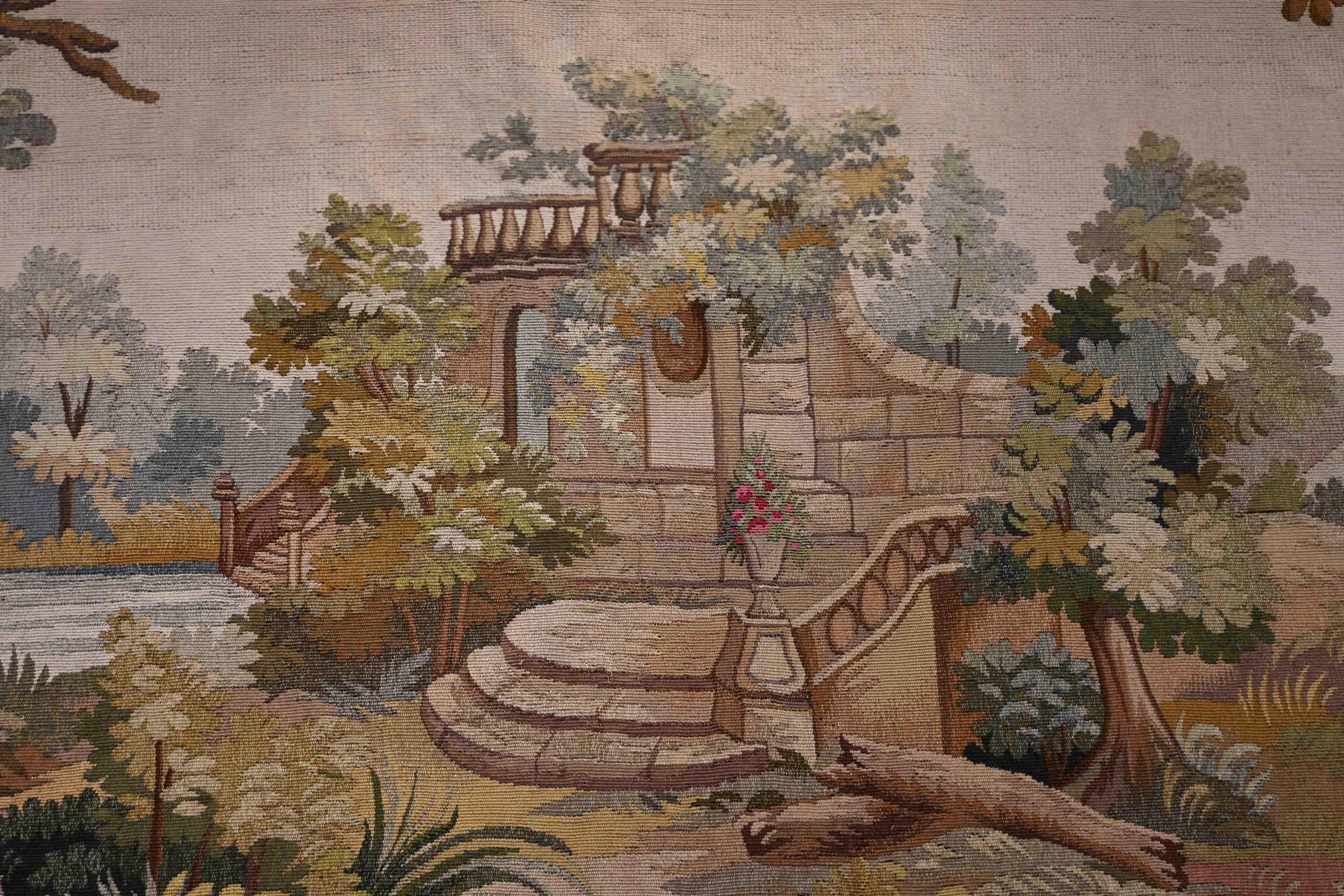 Französischer Aubusson-Teppich 19. Jahrhundert - Jagdszene - Nr. 1587 (Wolle) im Angebot