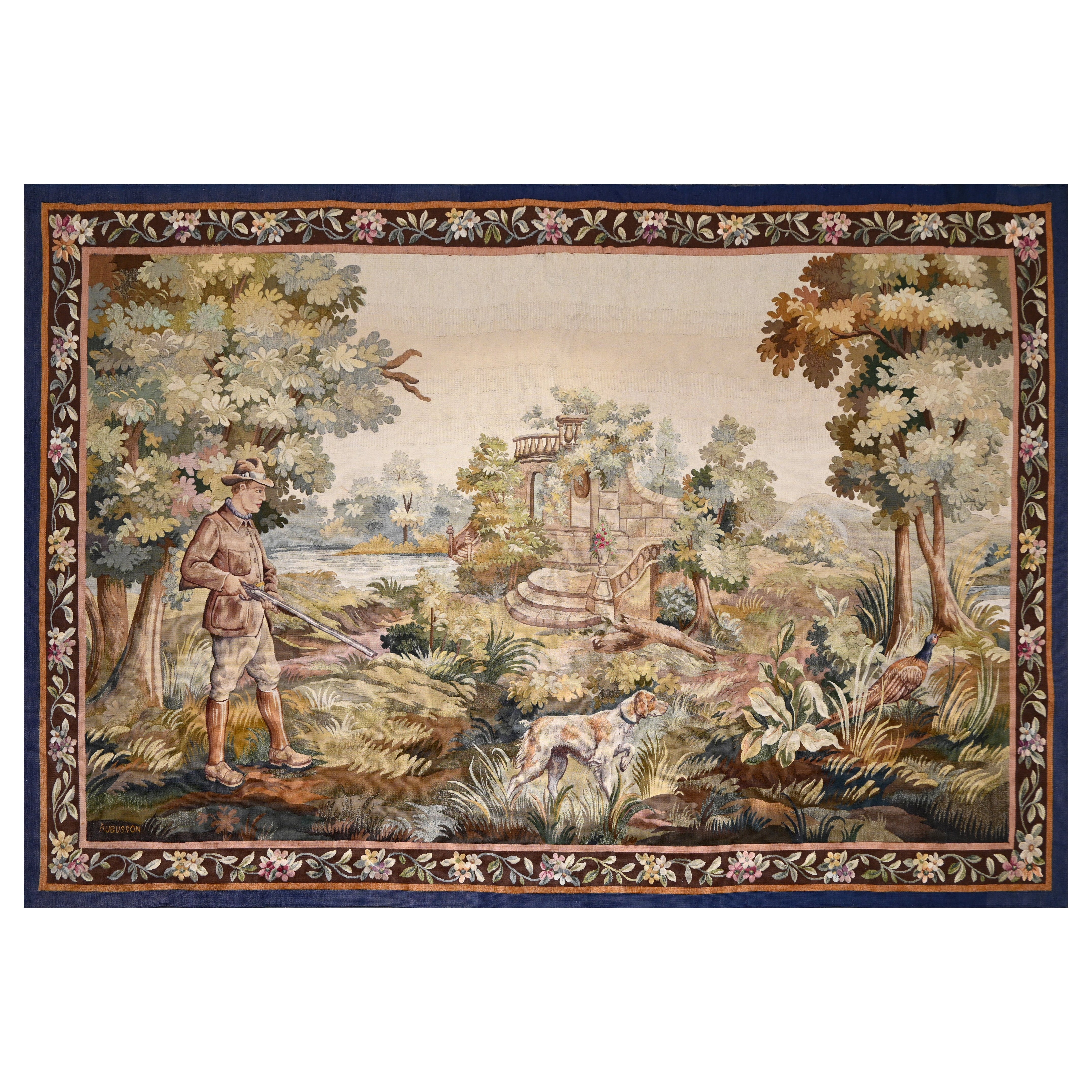 Französischer Aubusson-Teppich 19. Jahrhundert - Jagdszene - Nr. 1587