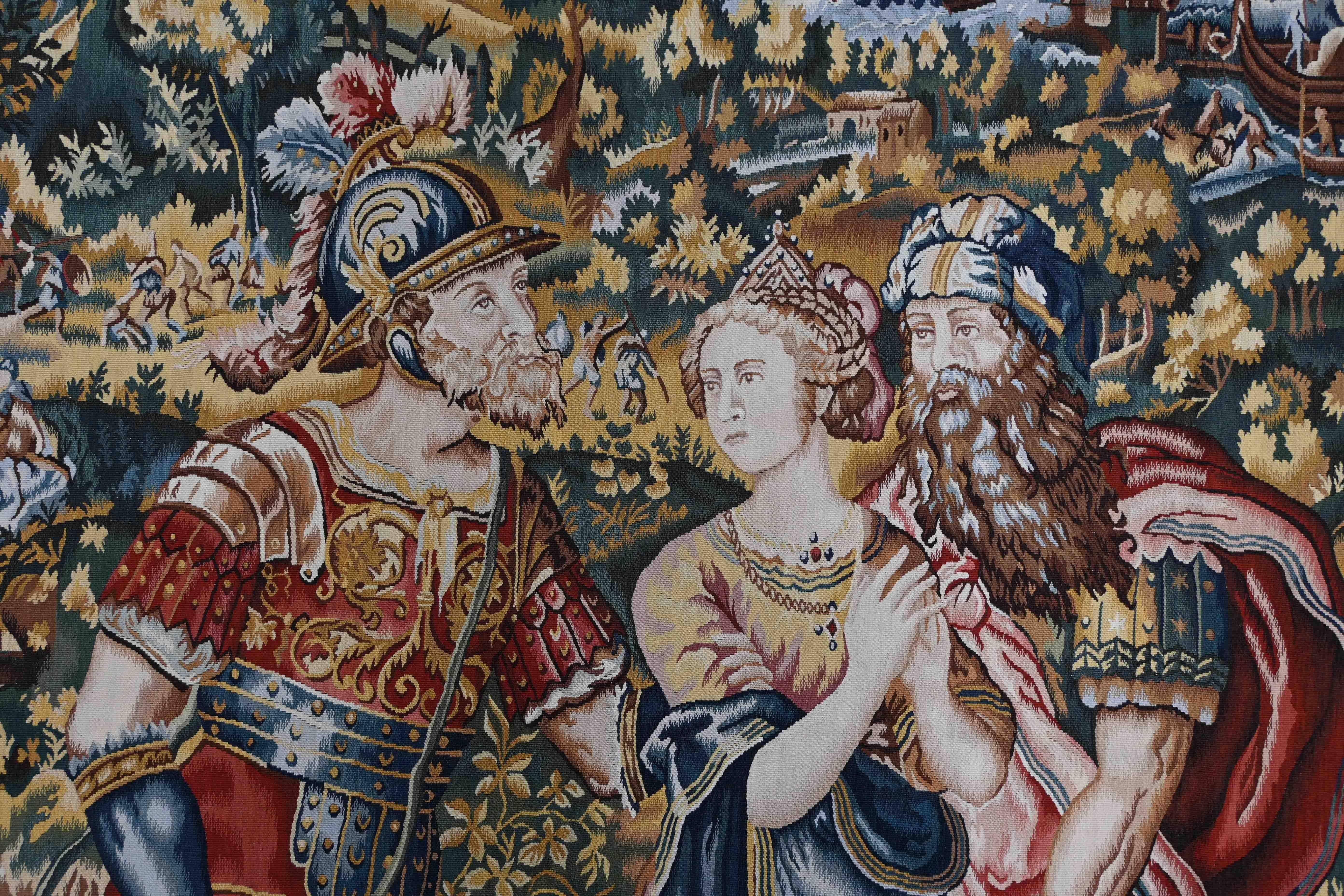 Französischer Aubusson-Wandteppich 19. Jahrhundert - Die Entführung der Helena durch Paris - Nr. 1605 (Handgewebt) im Angebot