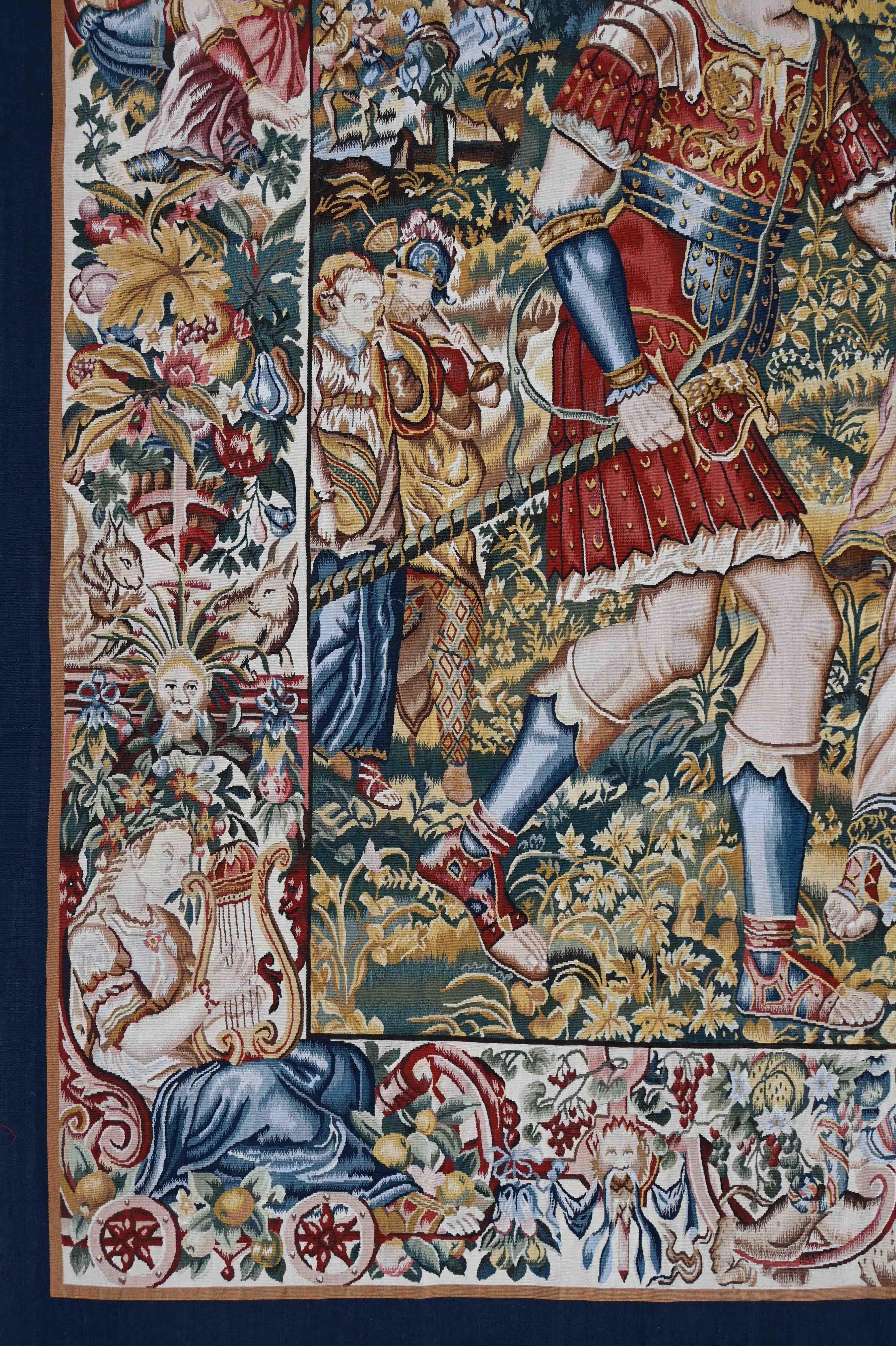 Französischer Aubusson-Wandteppich 19. Jahrhundert - Die Entführung der Helena durch Paris - Nr. 1605 (Wolle) im Angebot