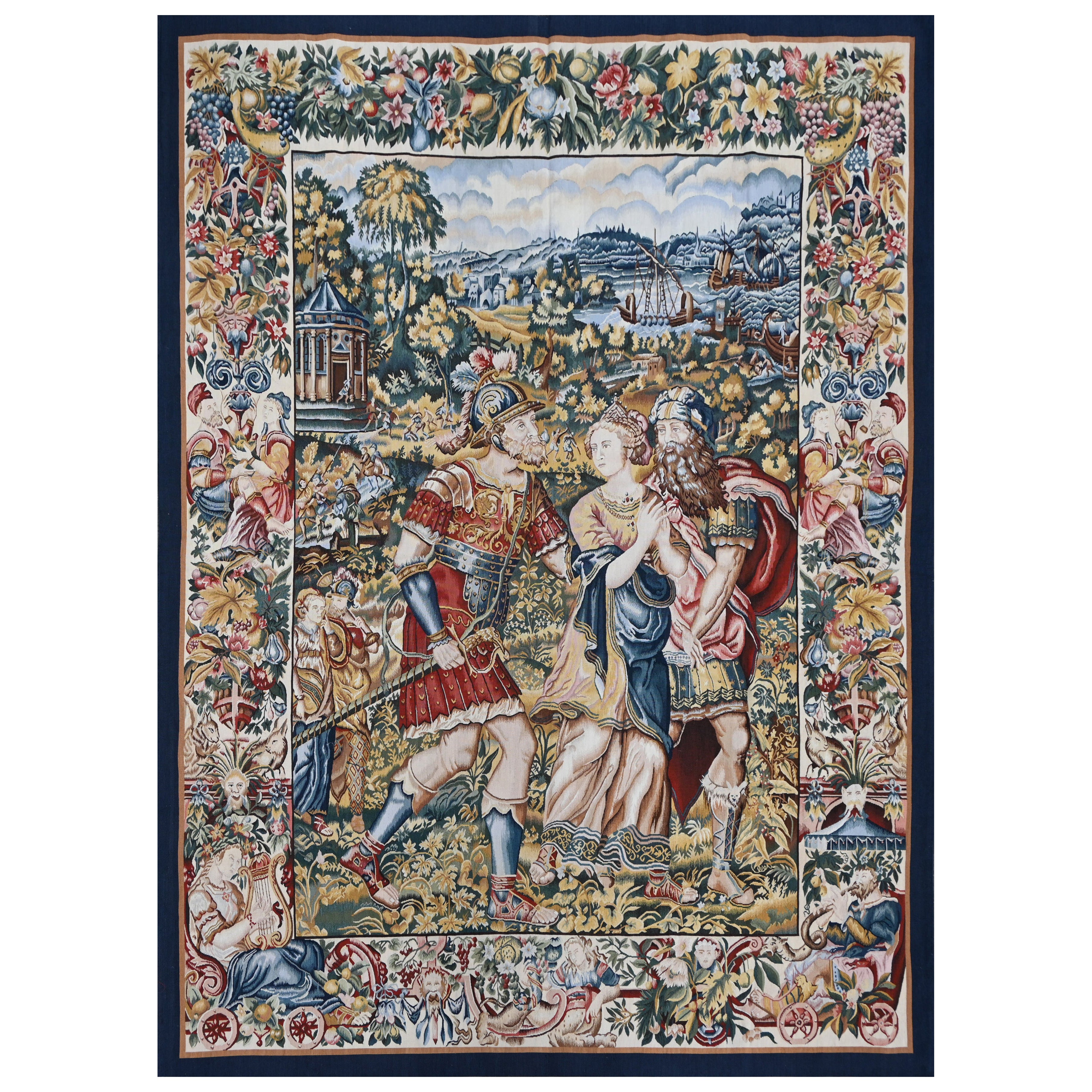 Französischer Aubusson-Wandteppich 19. Jahrhundert - Die Entführung der Helena durch Paris - Nr. 1605