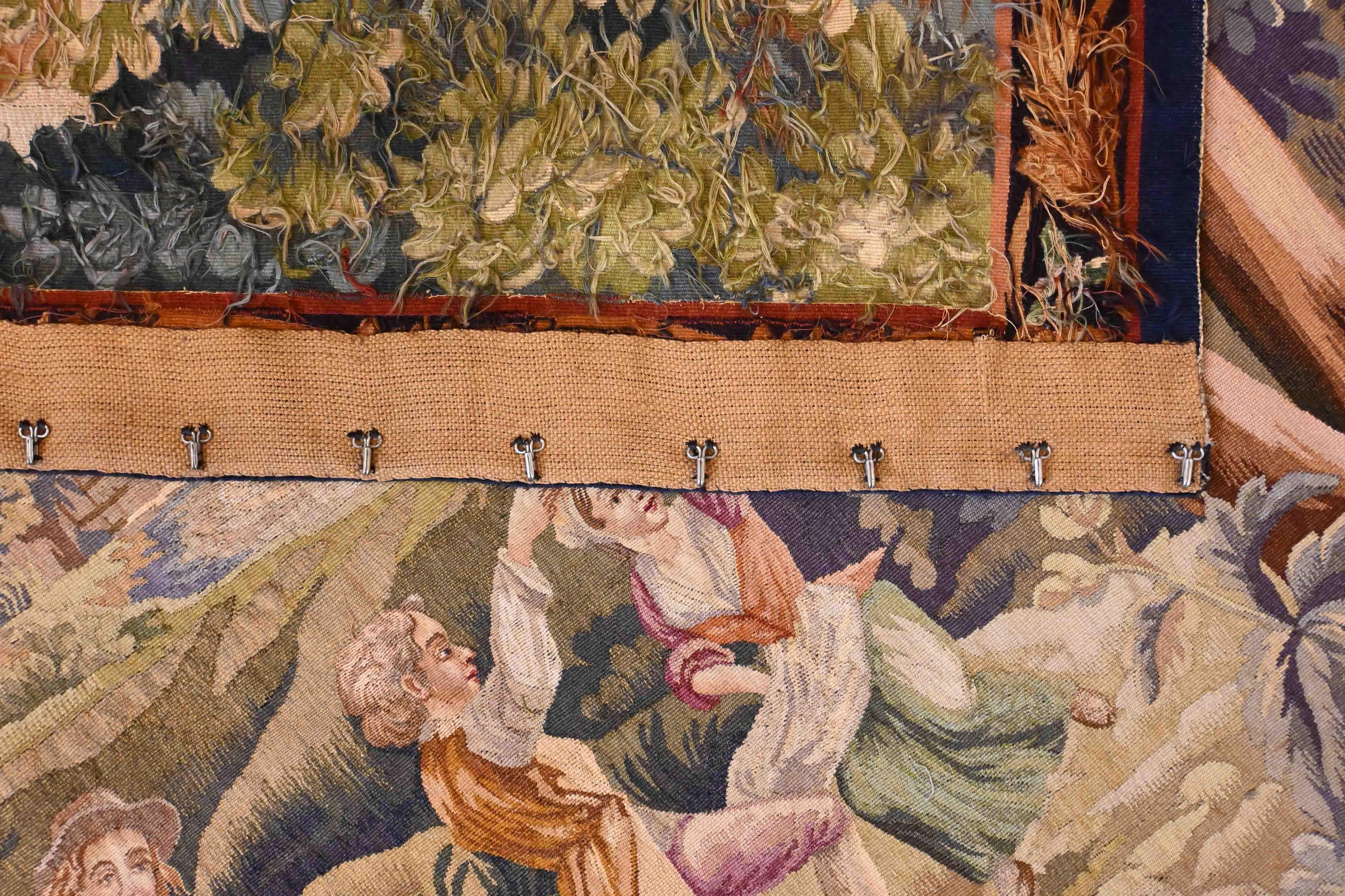 Französisch Aubusson Wandteppich 19. - Champetre-Szene - L 1m90 X H 1m55 - N° 1417 (Mittleres 19. Jahrhundert) im Angebot