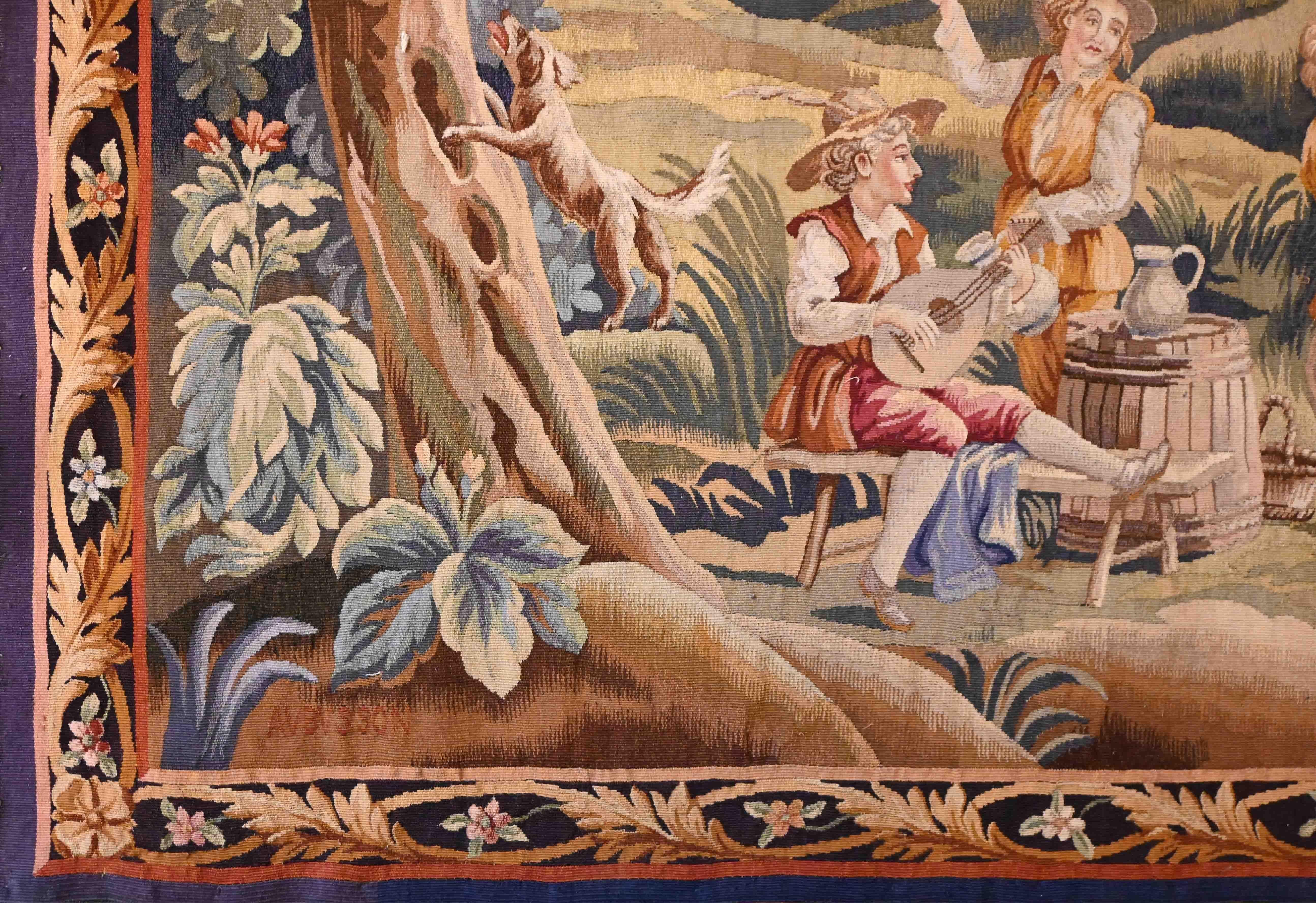 Französisch Aubusson Wandteppich 19. - Champetre-Szene - L 1m90 X H 1m55 - N° 1417 im Angebot 2