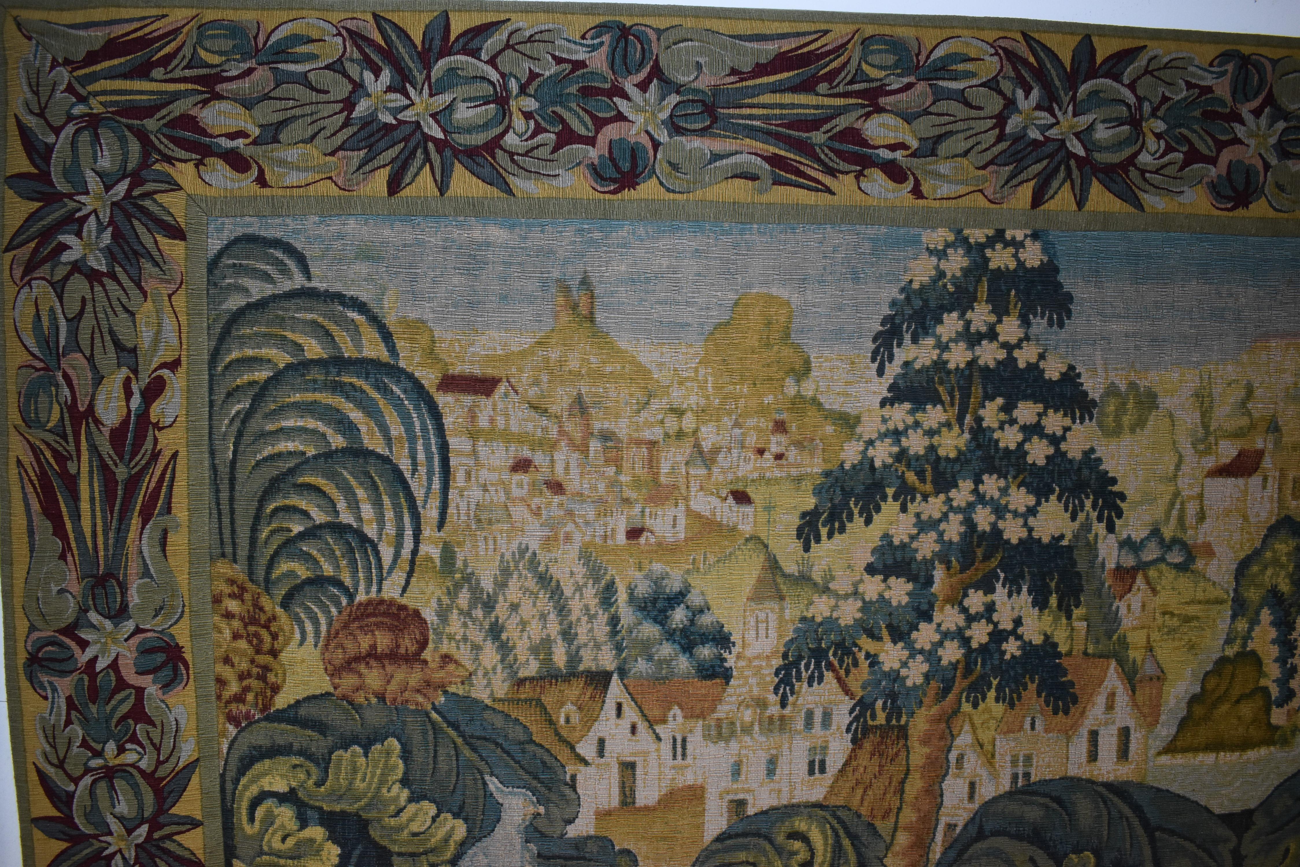 Cette magnifique tapisserie en laine et en lin de Robert Four d'Aubusson:: France:: est une réplique vintage d'un chef-d'œuvre du 15e siècle intitulé 