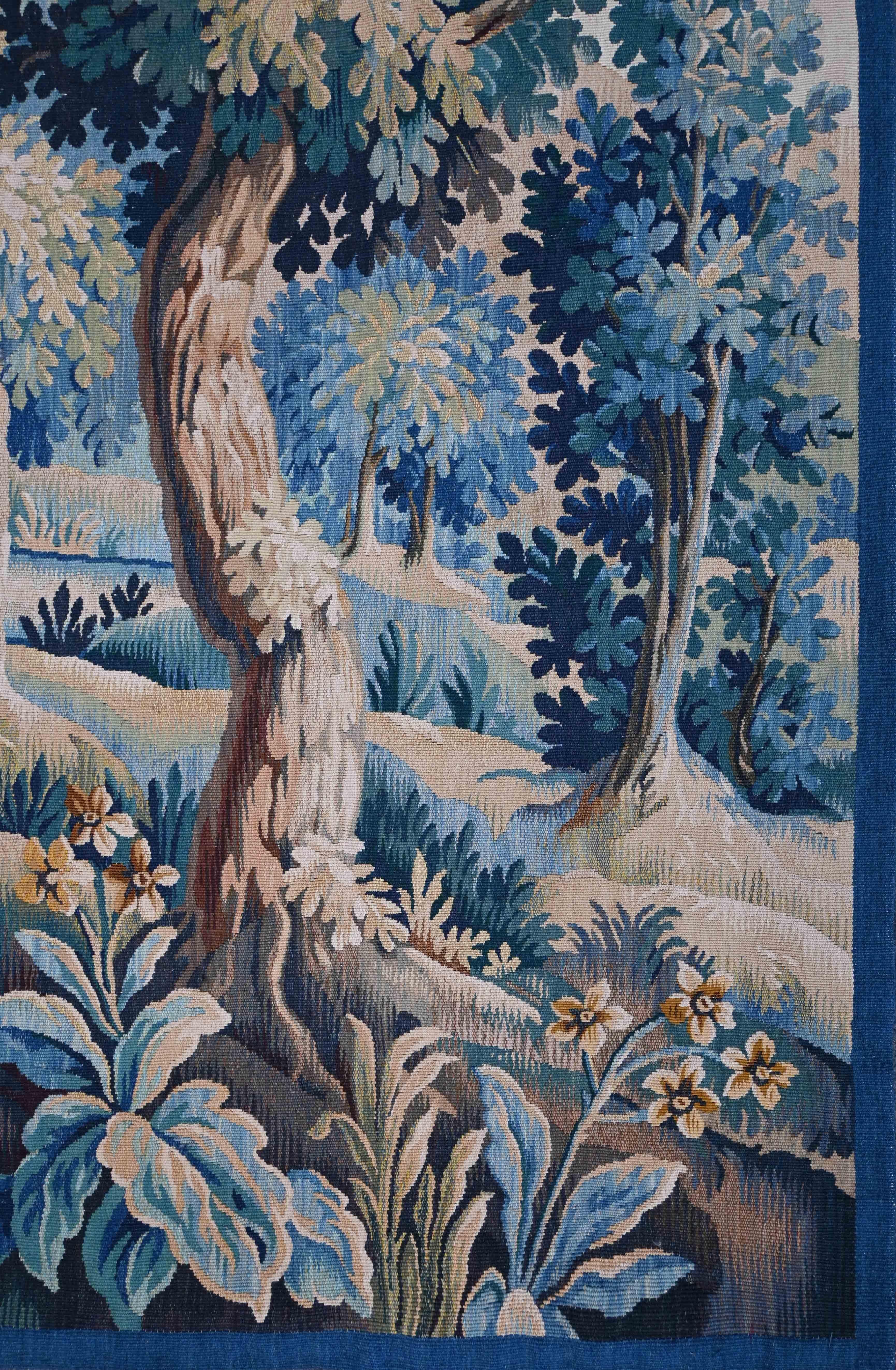 Französischer Aubusson-Wandteppich Grünes 19. Jahrhundert - 1m92x1m50 - Nr. 1365 (Wolle) im Angebot