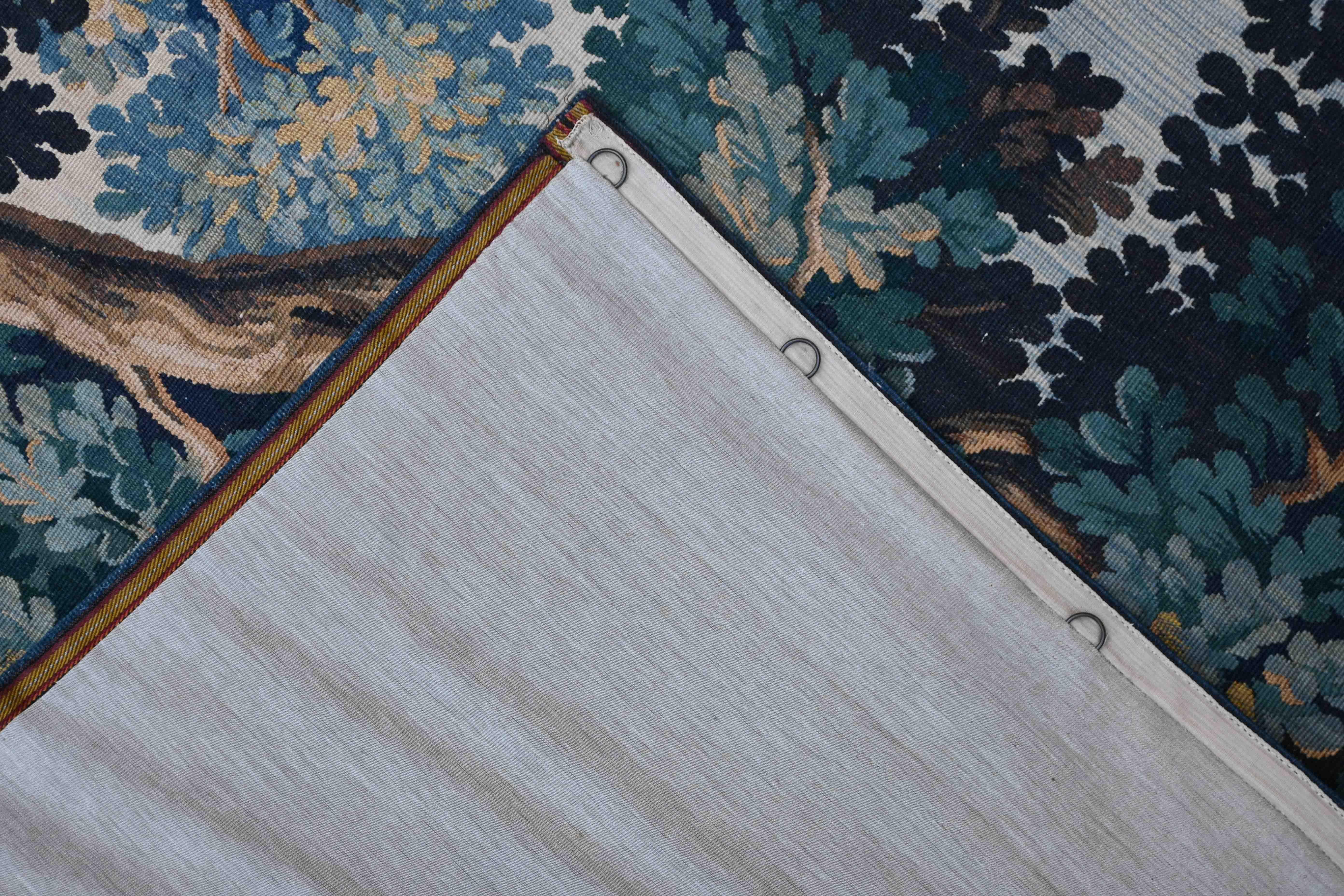Französischer Aubusson-Wandteppich Grünes 19. Jahrhundert - 1m92x1m50 - Nr. 1365 im Angebot 4