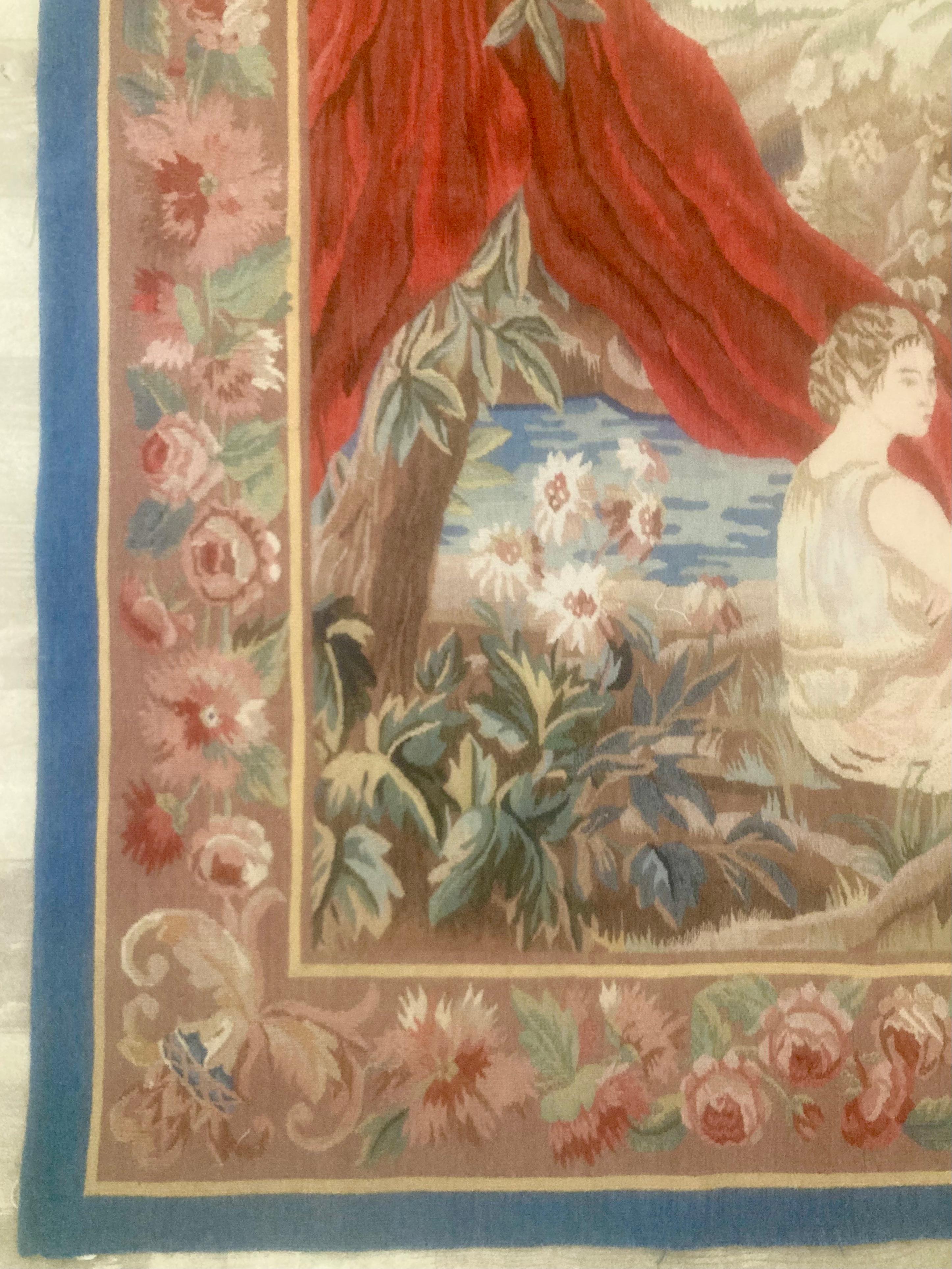 Wool French Aubusson Tapestry in the Allegorical Style For Sale