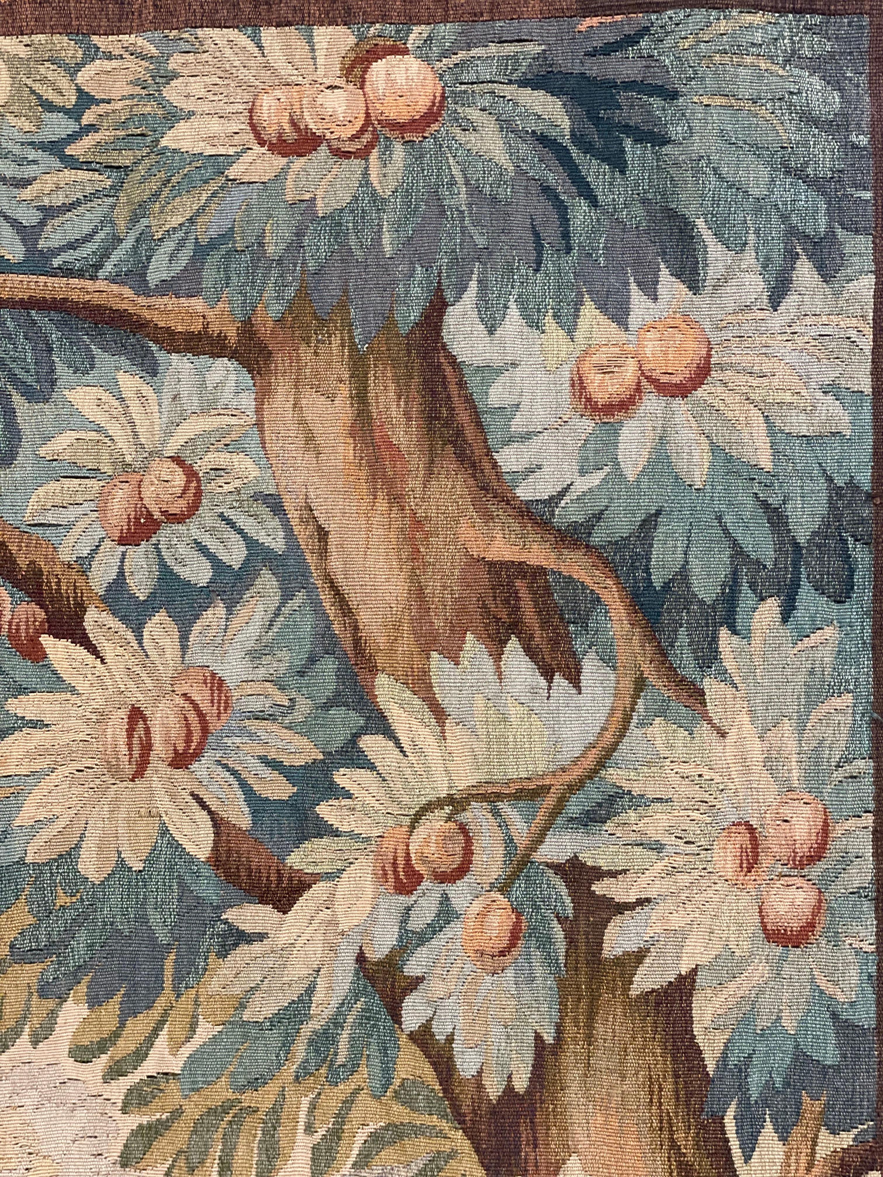 French Aubusson Tapestry, 'Lady and Children Picking Up Fruits' For Sale 1