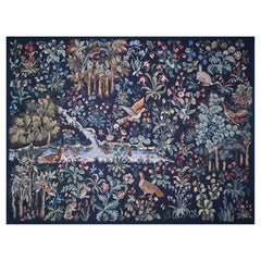 French Aubusson Tapestry "Mille Fleurs" Circa 1960 - 201lx145h Cm - No. 1481