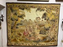 French Aubusson tapestry neoclassical garden scene 19 th century