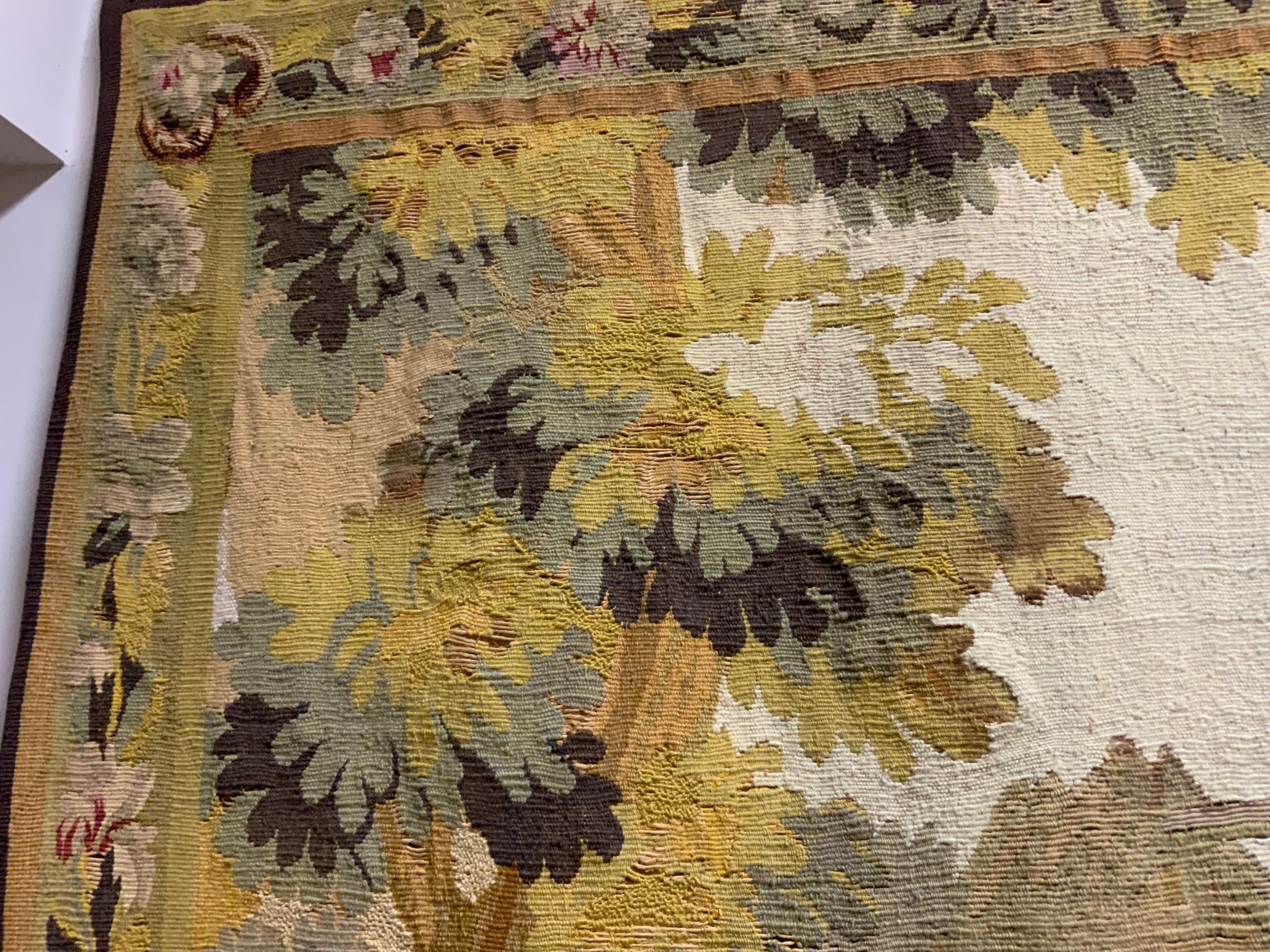 French Aubusson tapestry neoclassical garden scene 19 th century In Good Condition For Sale In Houston, TX