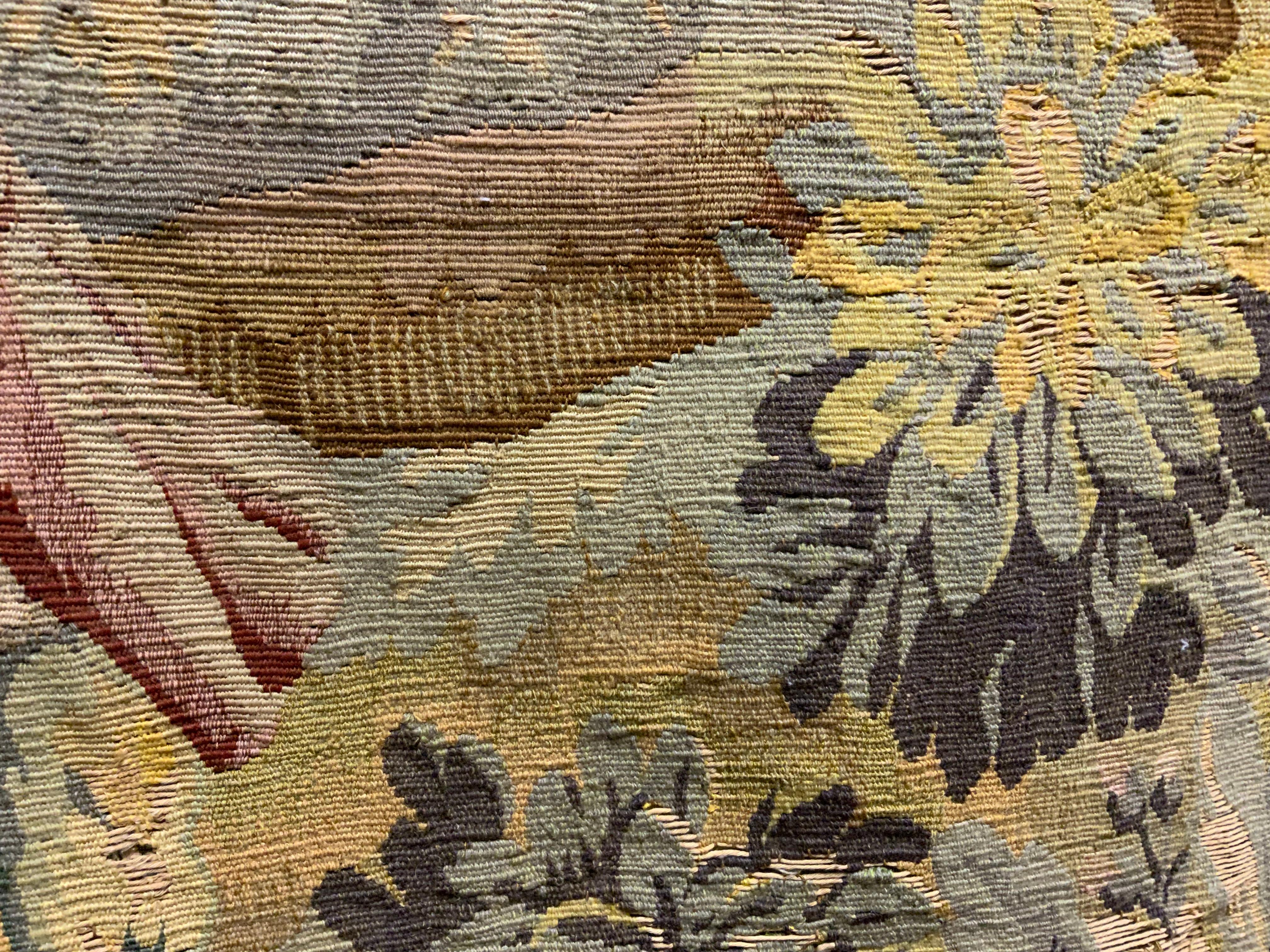 Wool French Aubusson tapestry neoclassical garden scene 19 th century For Sale