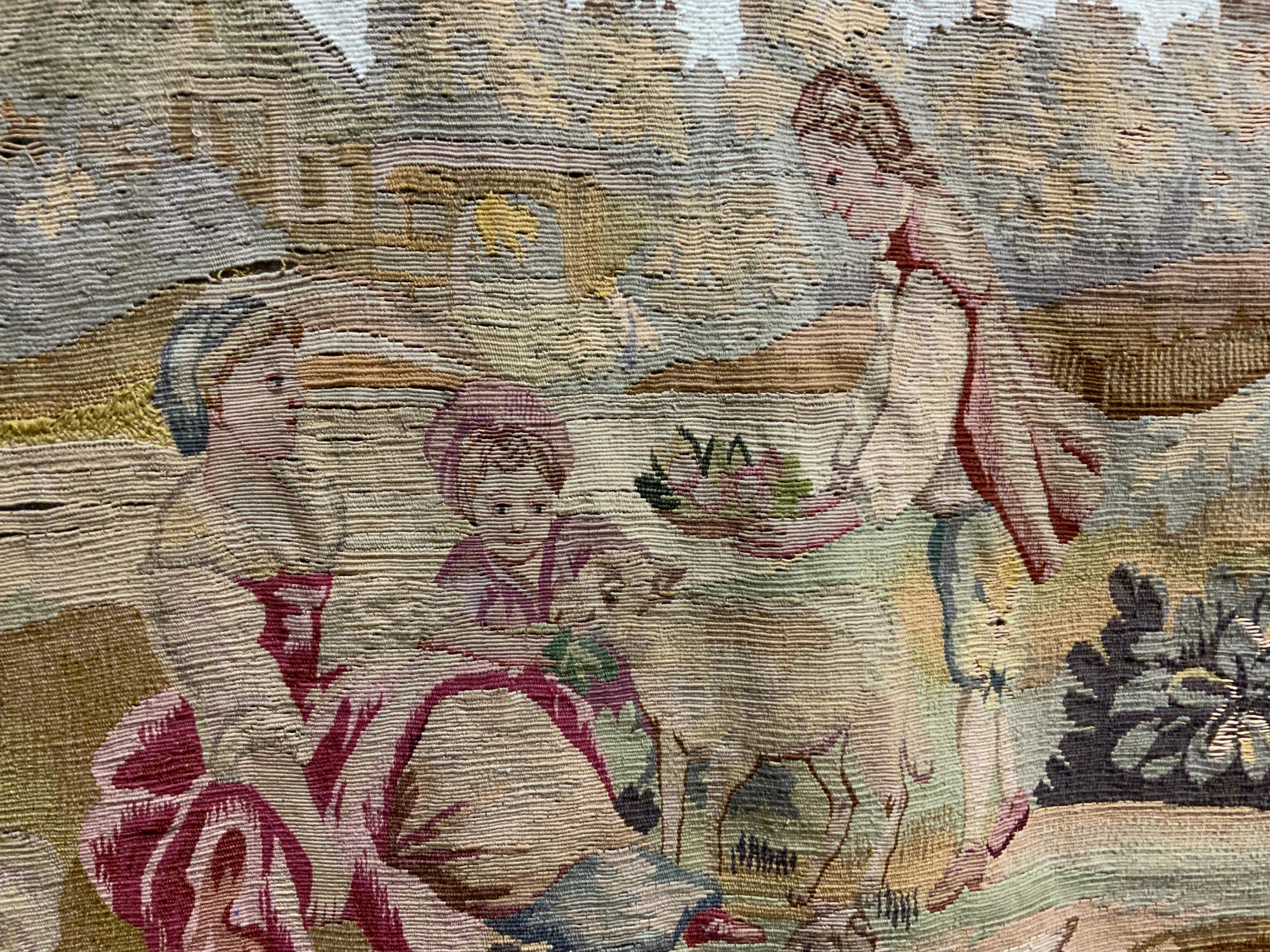 French Aubusson tapestry neoclassical garden scene 19 th century For Sale 1