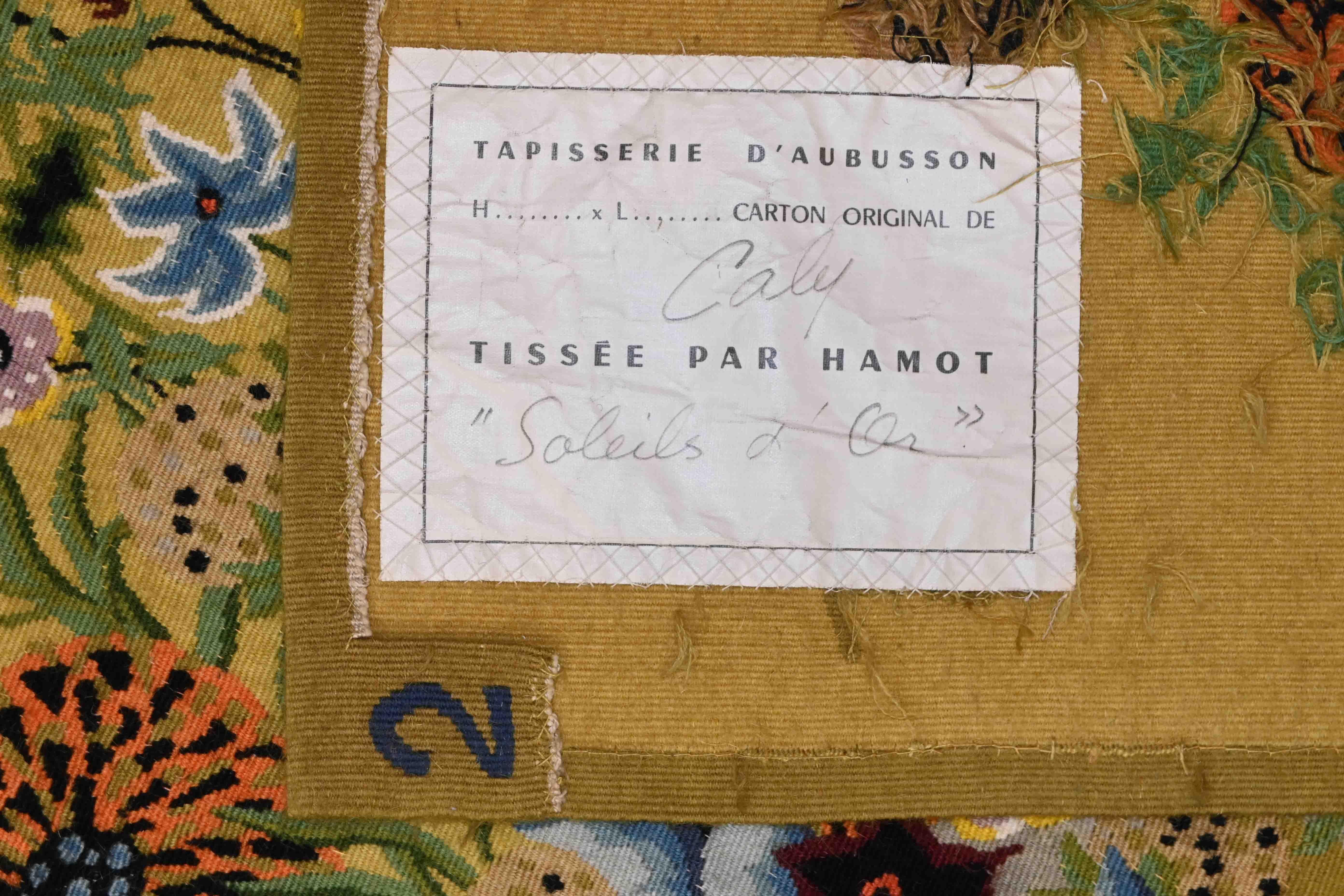 Französischer Aubusson-Wandteppich – Odette Caly „Soleil d'Or“ – Atelier Hamot – Nr. 1404 (Wolle) im Angebot