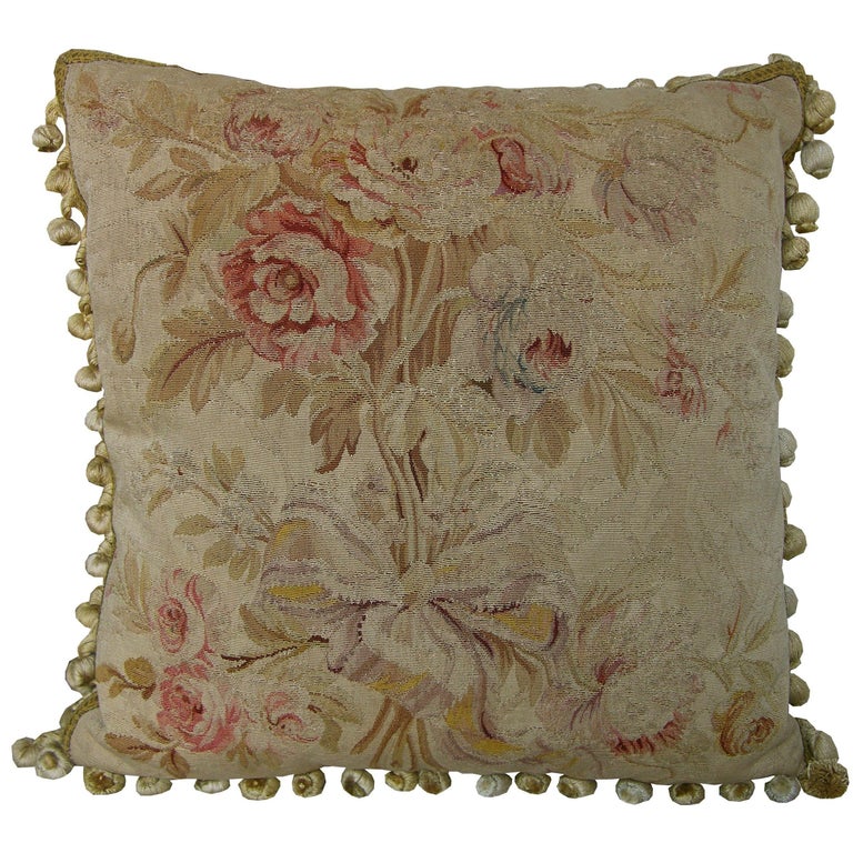 French Aubusson Tapestry Pillow, circa 1850 1404p For Sale at 1stDibs