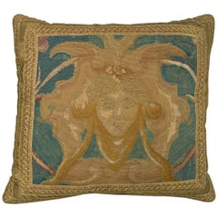 Antique French Aubusson Tapestry Pillow, circa 1860 1457p