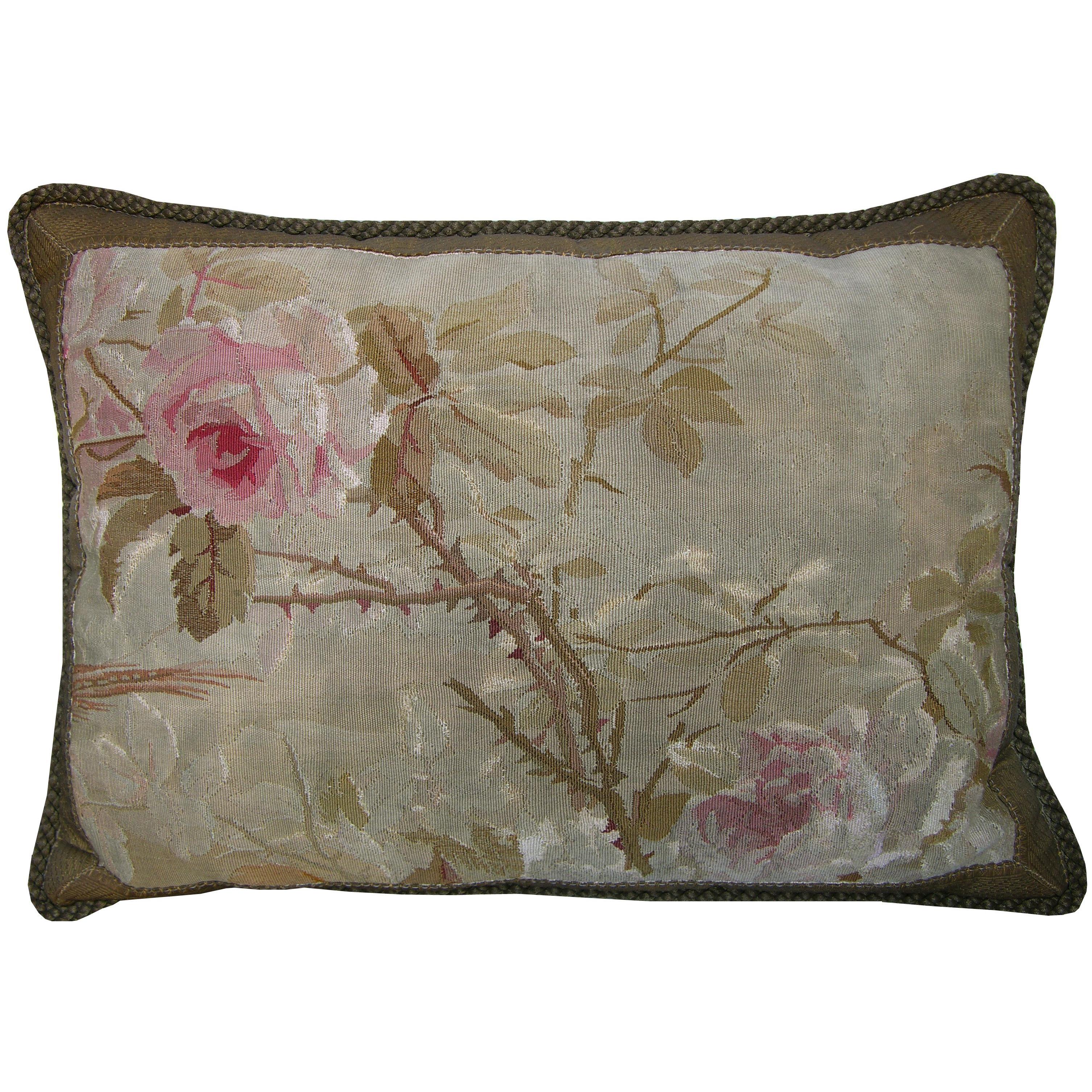 French Aubusson Tapestry Pillow, circa 18th Century 1156p For Sale