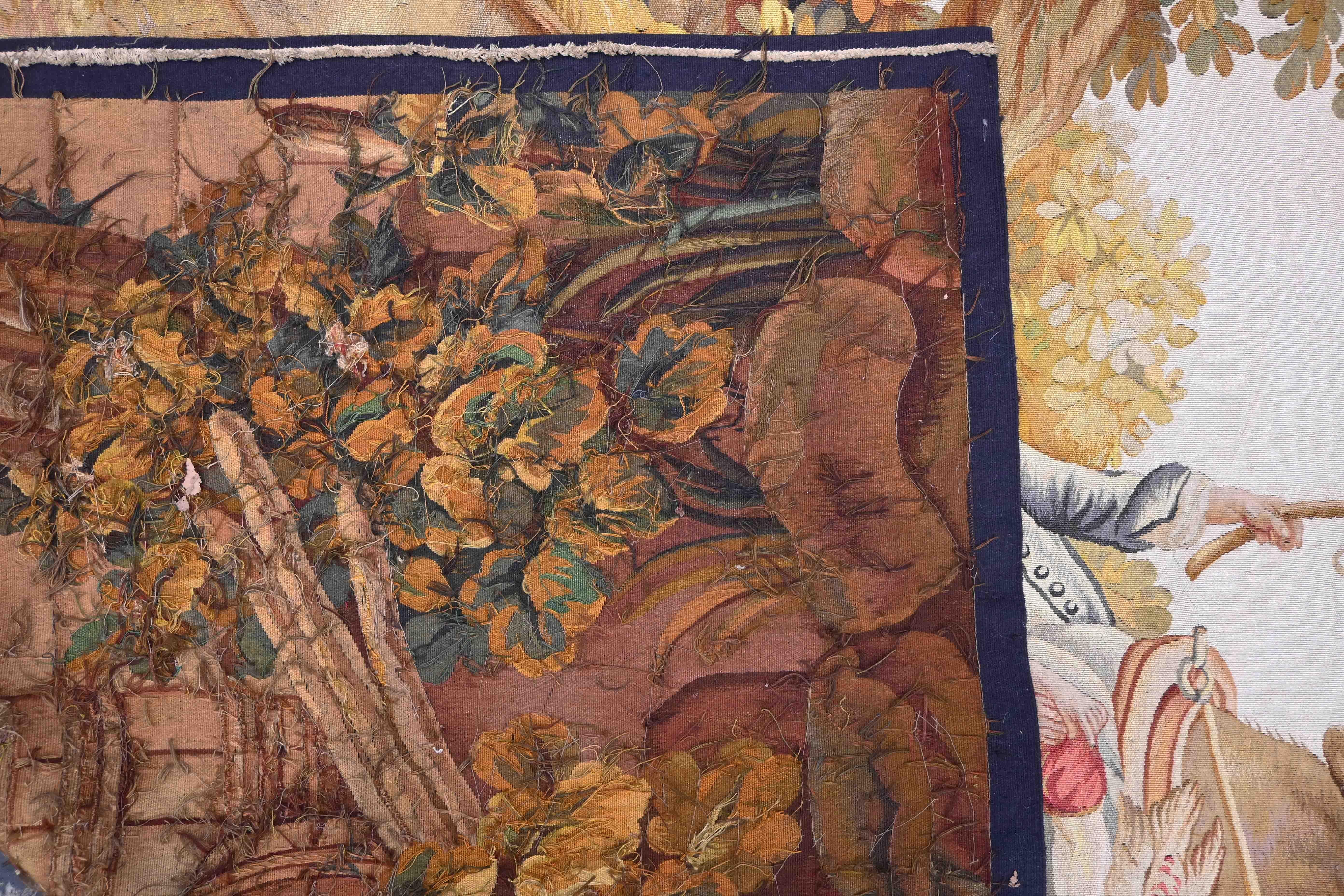 Französischer Wandteppich aus Aubusson, ländliche Szene - Nr. 1344 im Angebot 4