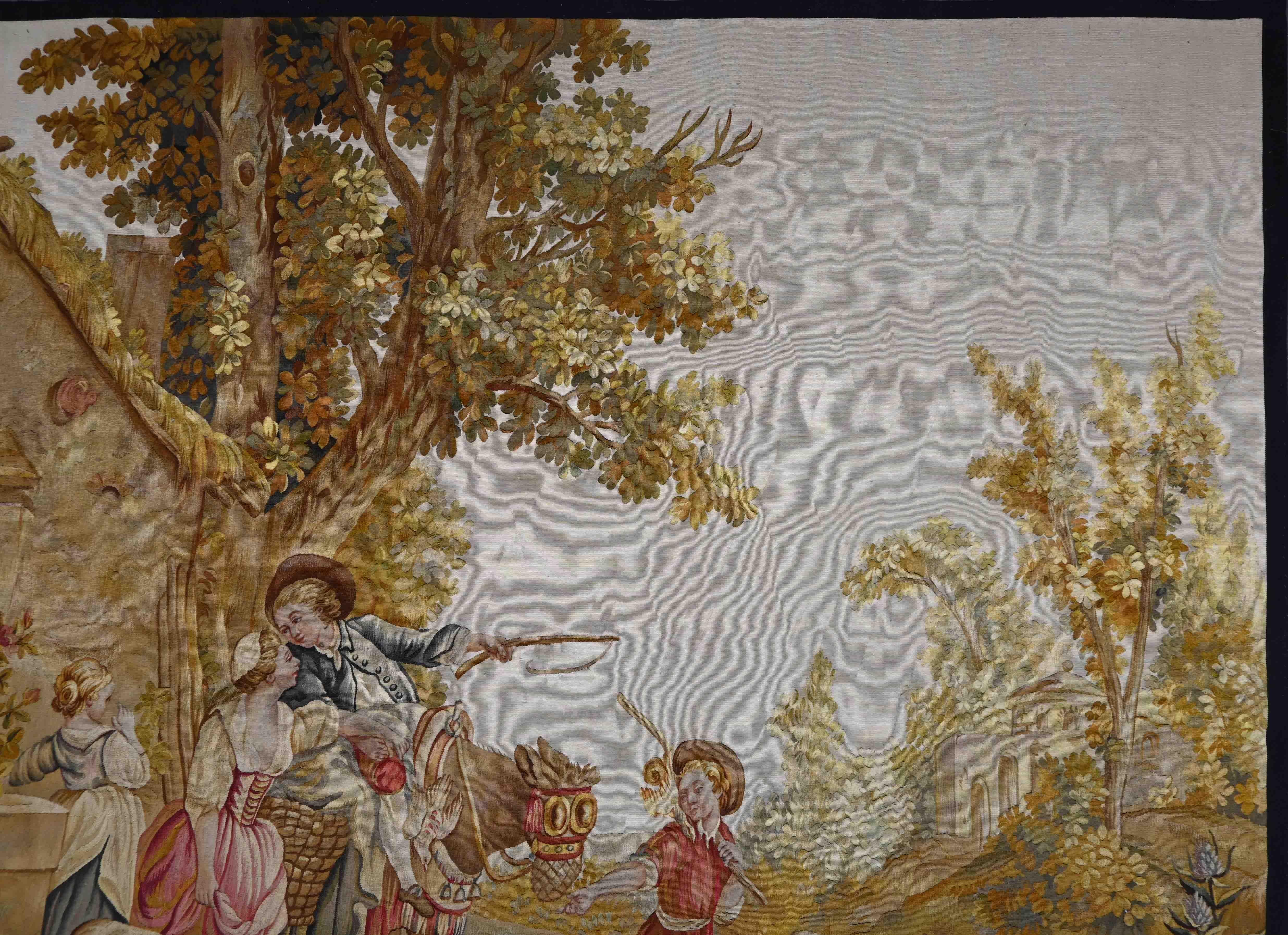 French Aubusson tapestry , rural scene - No. 1344 In Excellent Condition For Sale In Paris, FR
