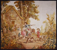 Französischer Wandteppich aus Aubusson, ländliche Szene - Nr. 1344