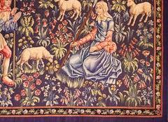 French Aubusson Tapestry signed 19th century - A couple of shepherds - No. 1369