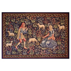 Arazzo Aubusson francese firmato XIX secolo - Una coppia di pastori - N. 1369
