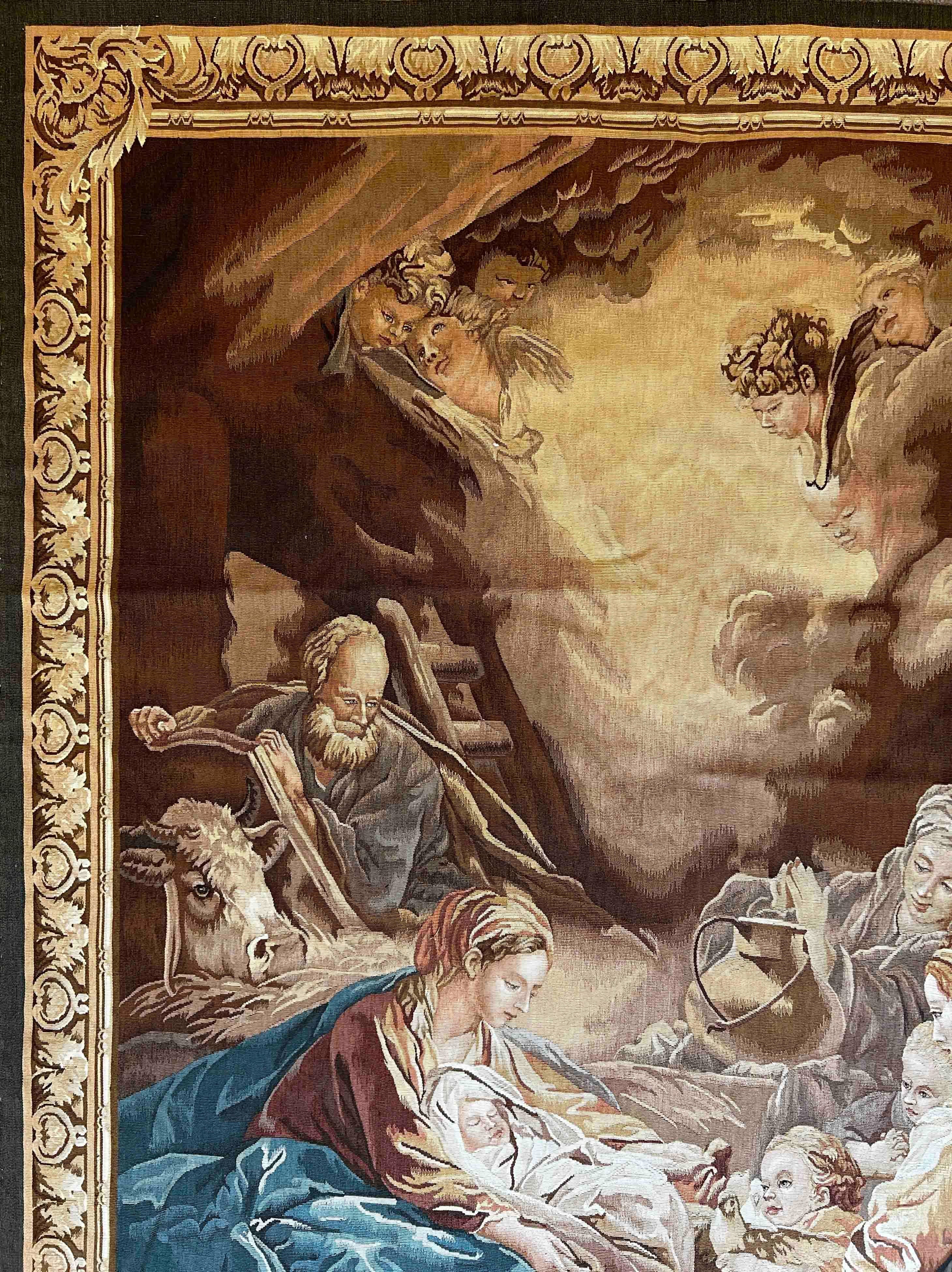 Französischer Aubusson-Wandteppich, The Scene of the Birth of Jesus Christ, Nr. 1045, Französisch (Französische Provence) im Angebot