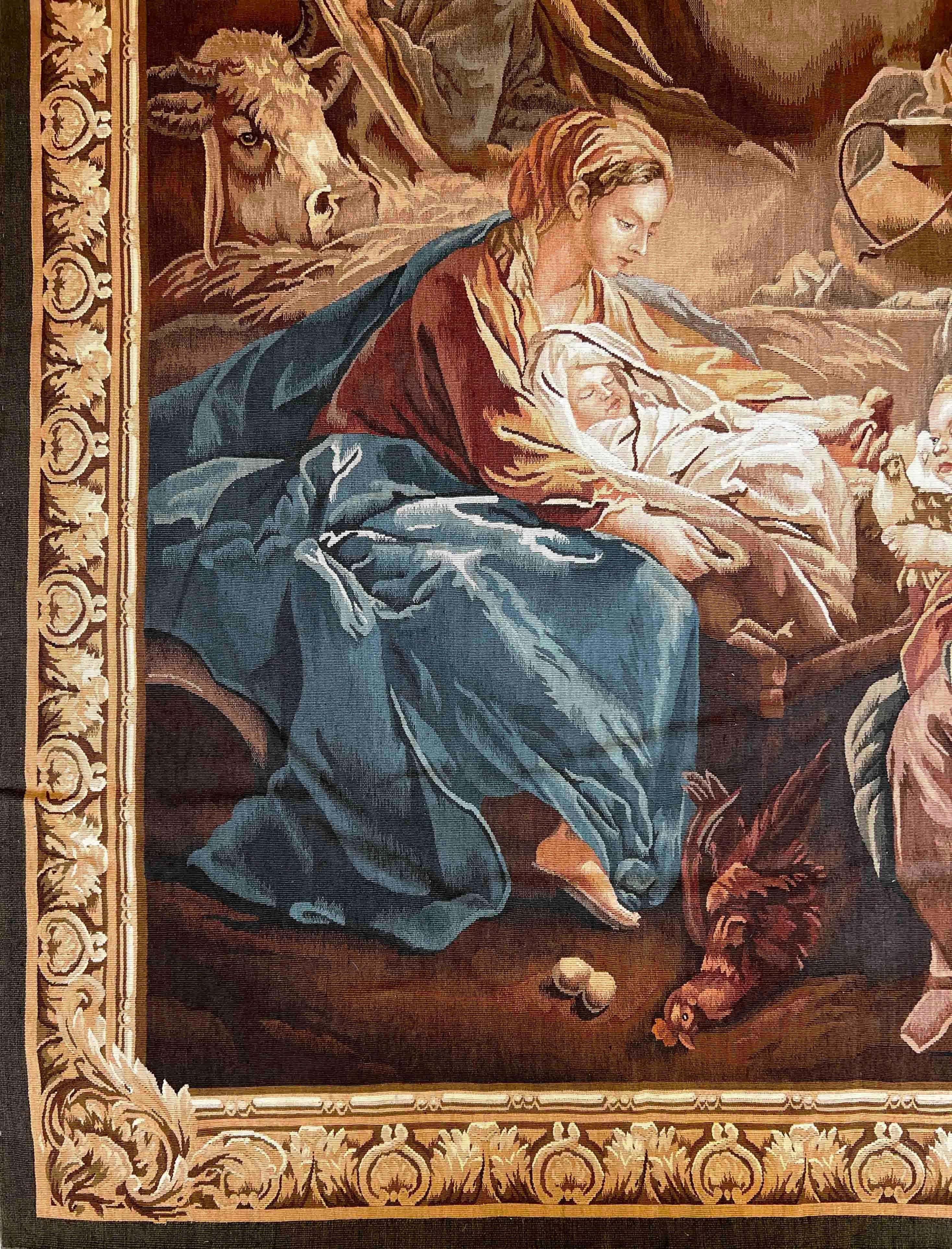 Französischer Aubusson-Wandteppich, The Scene of the Birth of Jesus Christ, Nr. 1045, Französisch im Zustand „Hervorragend“ im Angebot in Paris, FR