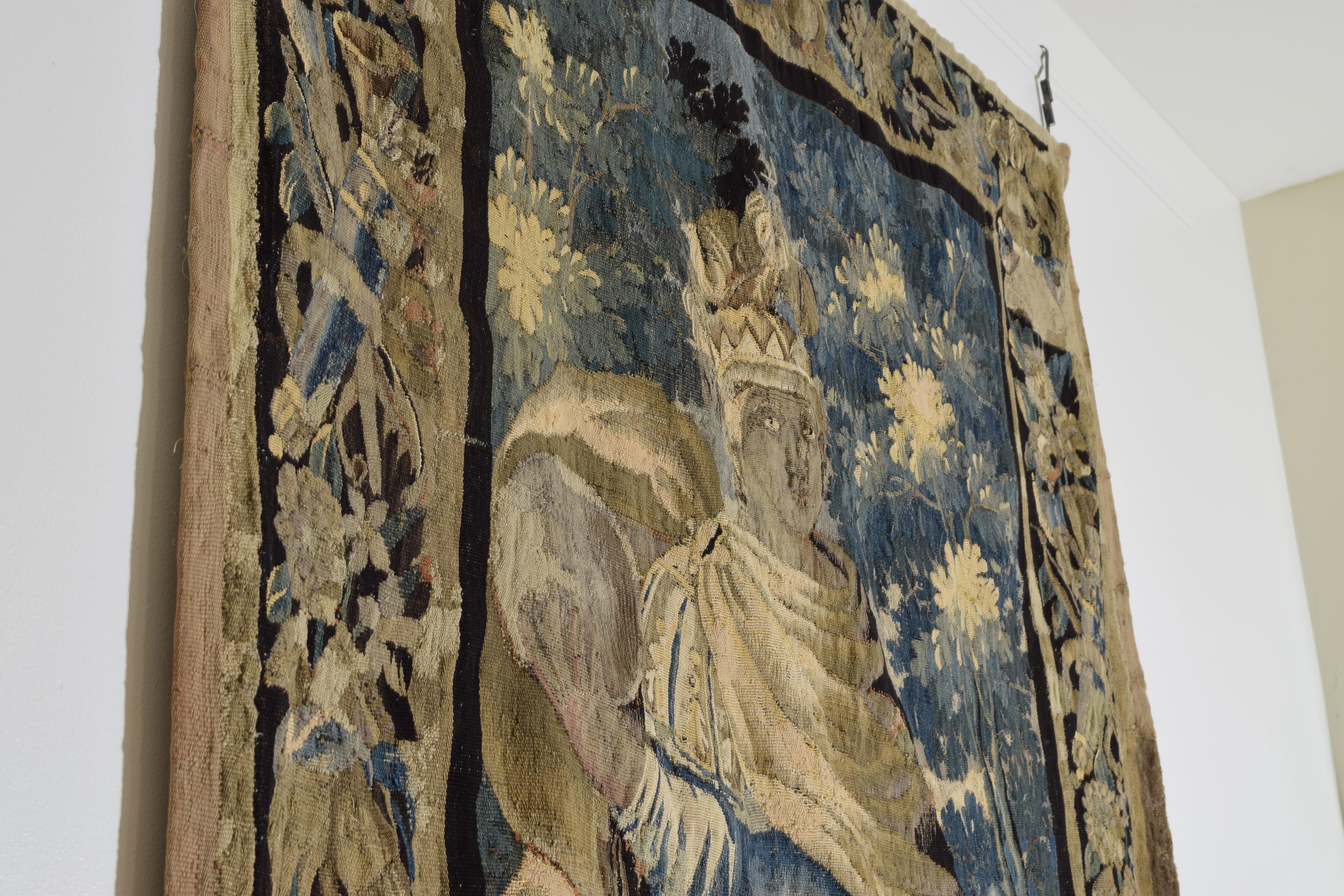 Französisch, Aubusson, vertikaler Wandteppich mit König Solomon, 18. Jahrhundert im Zustand „Gut“ im Angebot in Atlanta, GA