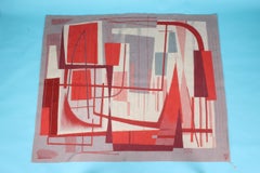 French Aubusson Wool Tapestrie "Periode Rouge" by Claude Loewer