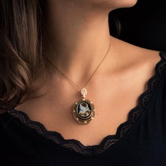 French Aucoc 19th Century Antique Cameo Natural Pearls Locket Pendant Brooch