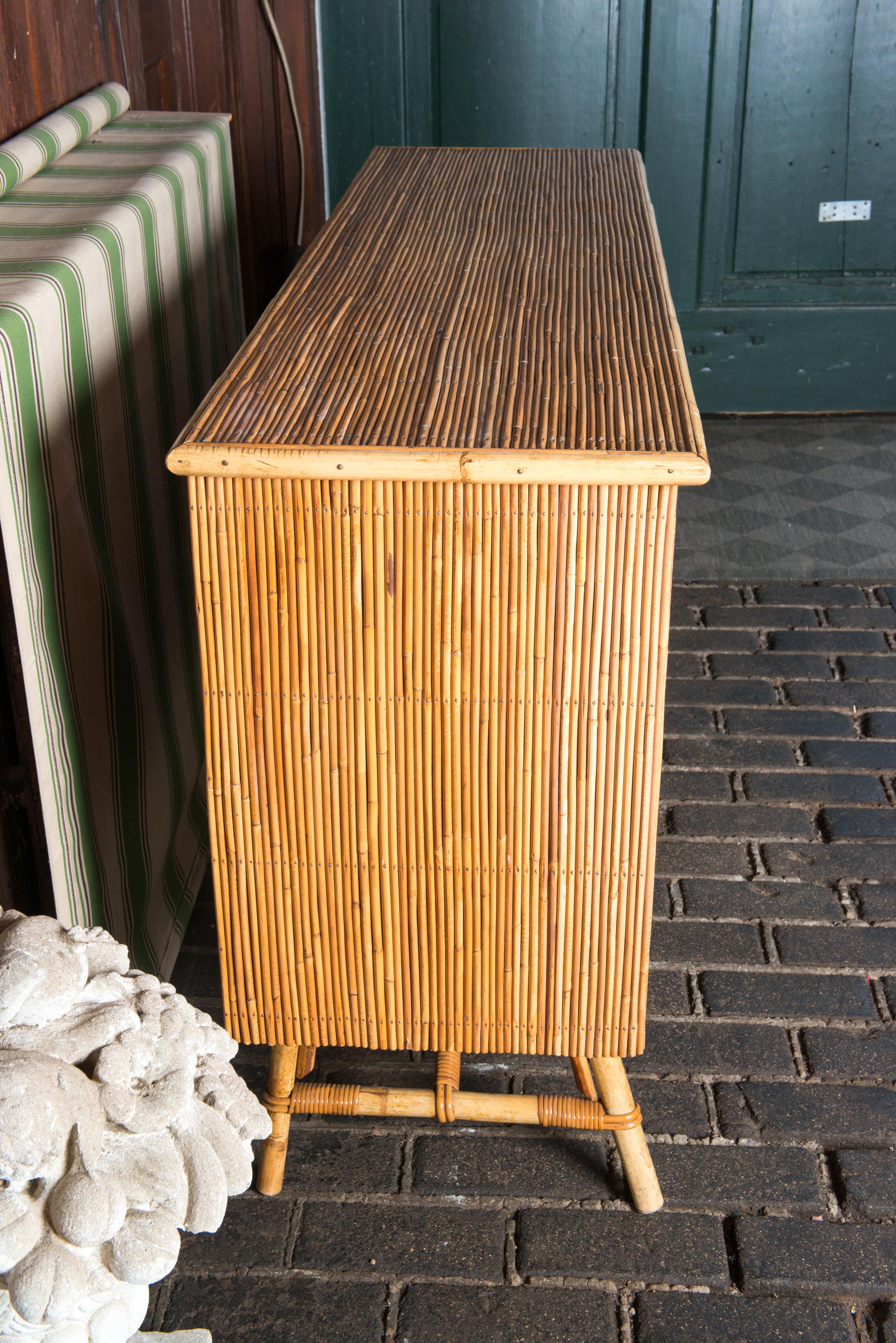 French Audoux and Minet Rattan Buffet, Sideboard For Sale 4