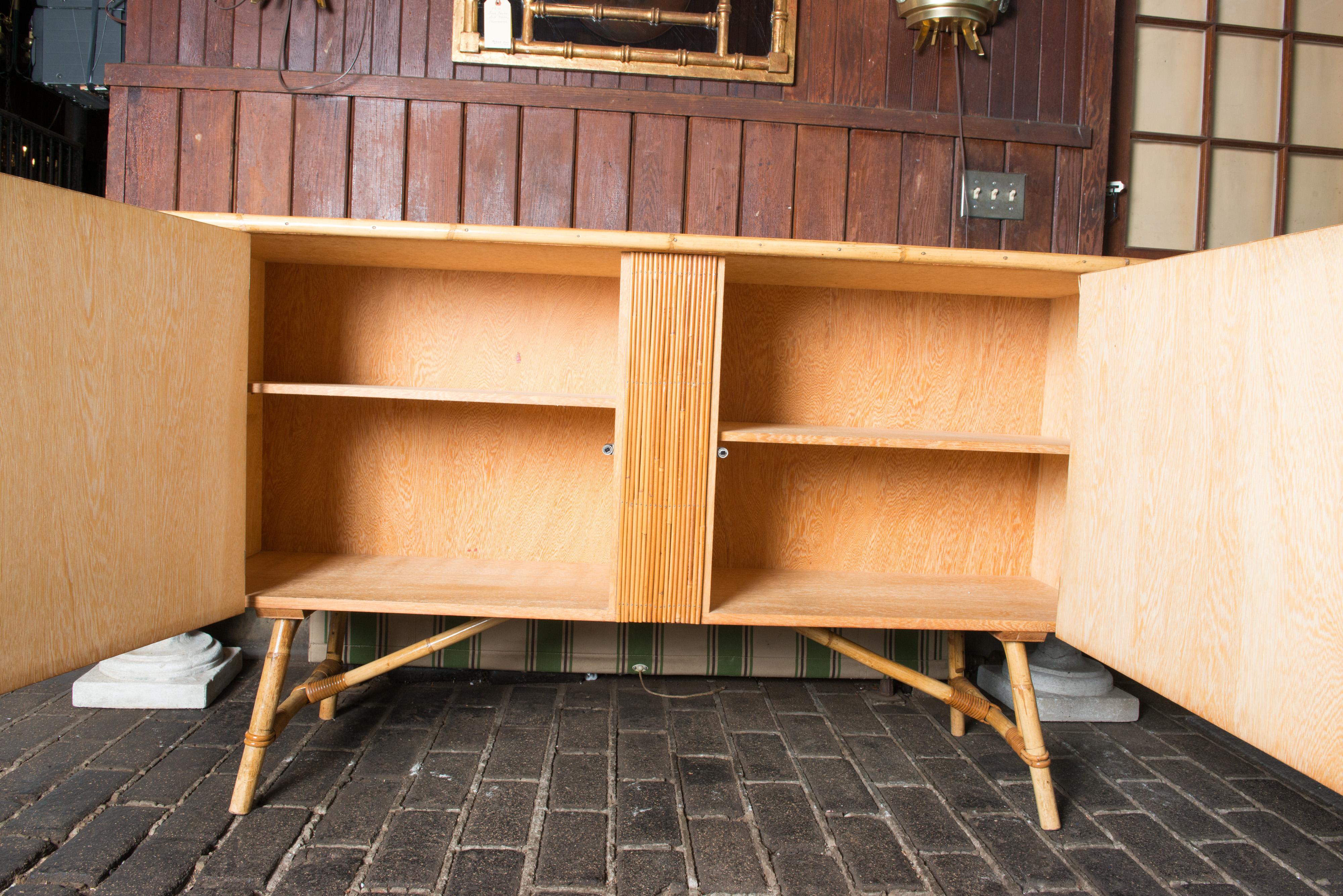French Audoux and Minet Rattan Buffet, Sideboard For Sale 2