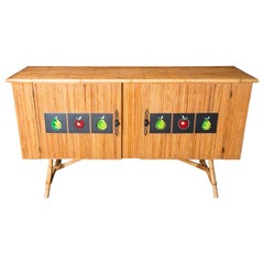 Französisches Audoux- und Minet-Rattan-Buffet, Sideboard