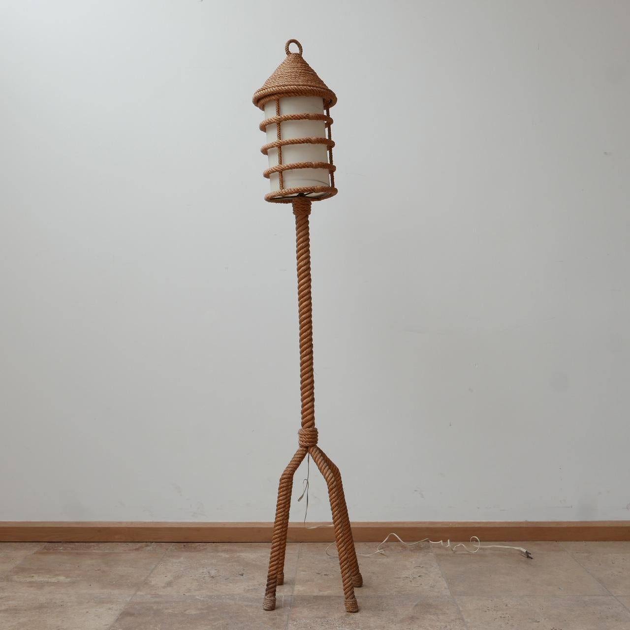 French Audoux-Minet Mid-Century Rope Floor Lamp 4