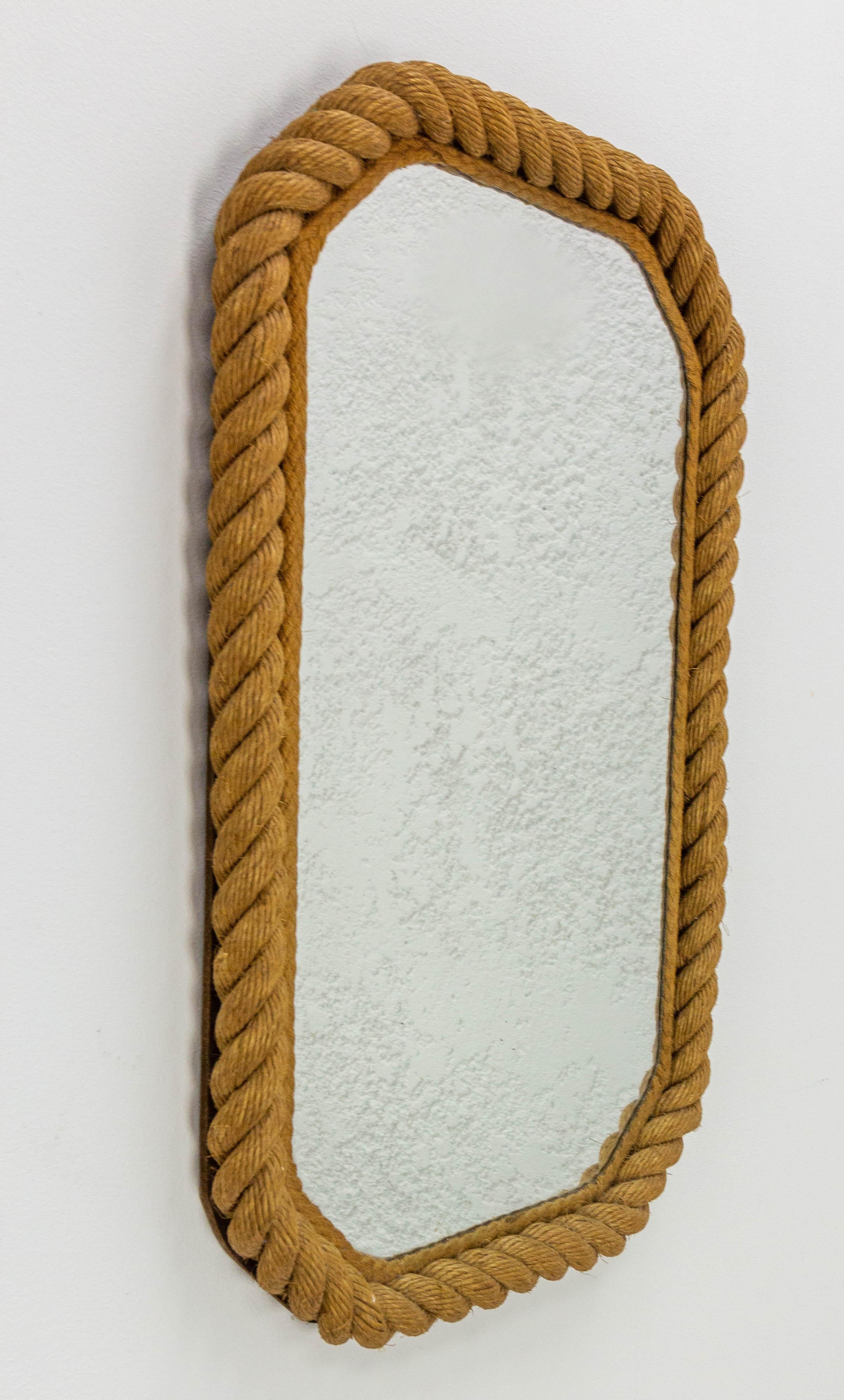 French Audoux & Minet Octogonal Mirror, circa 1950 For Sale 3