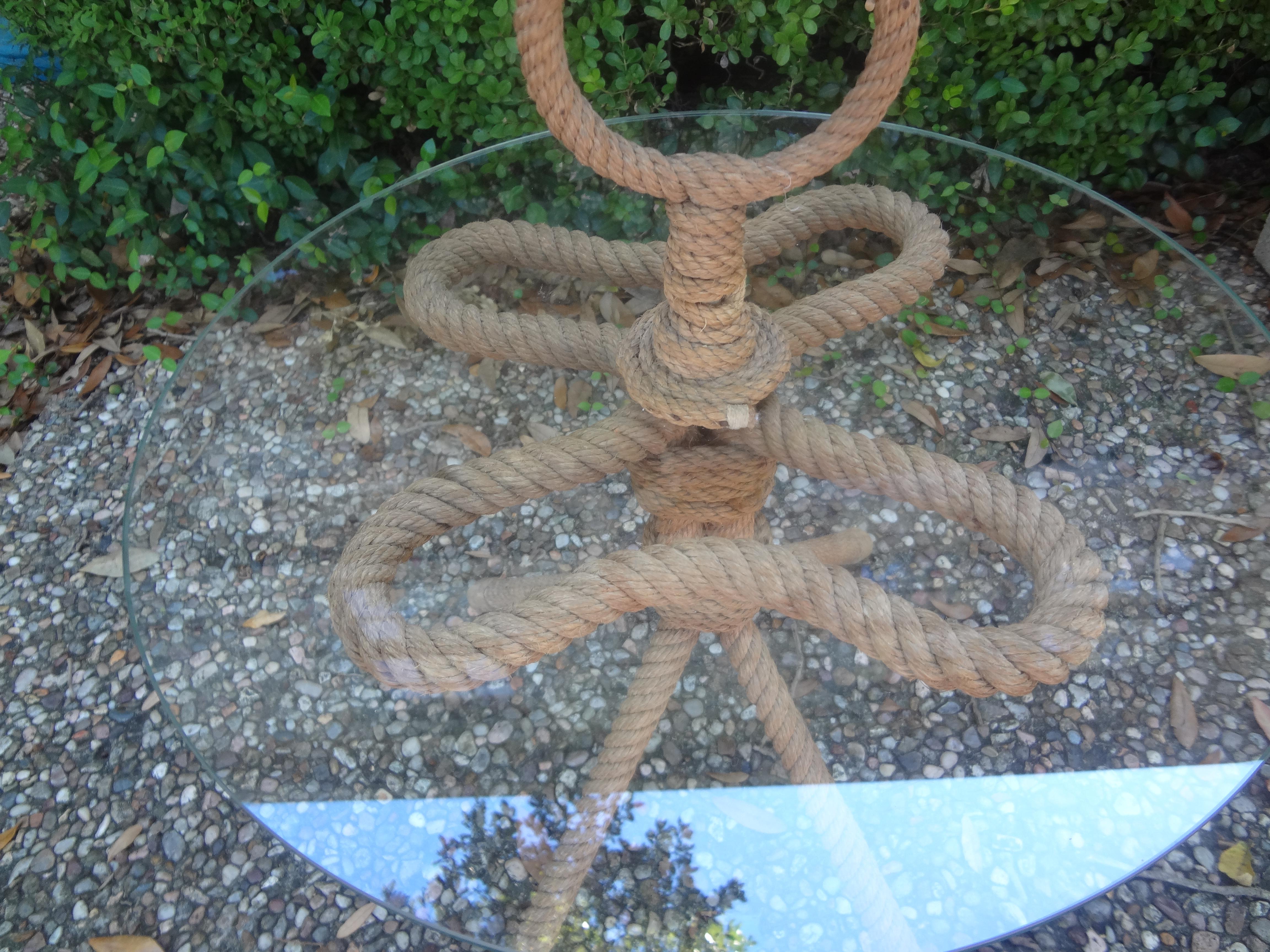 French Audoux & Minet Rope And Glass Table In Good Condition For Sale In Houston, TX