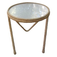 French Audoux & Minet Rope And Glass Table