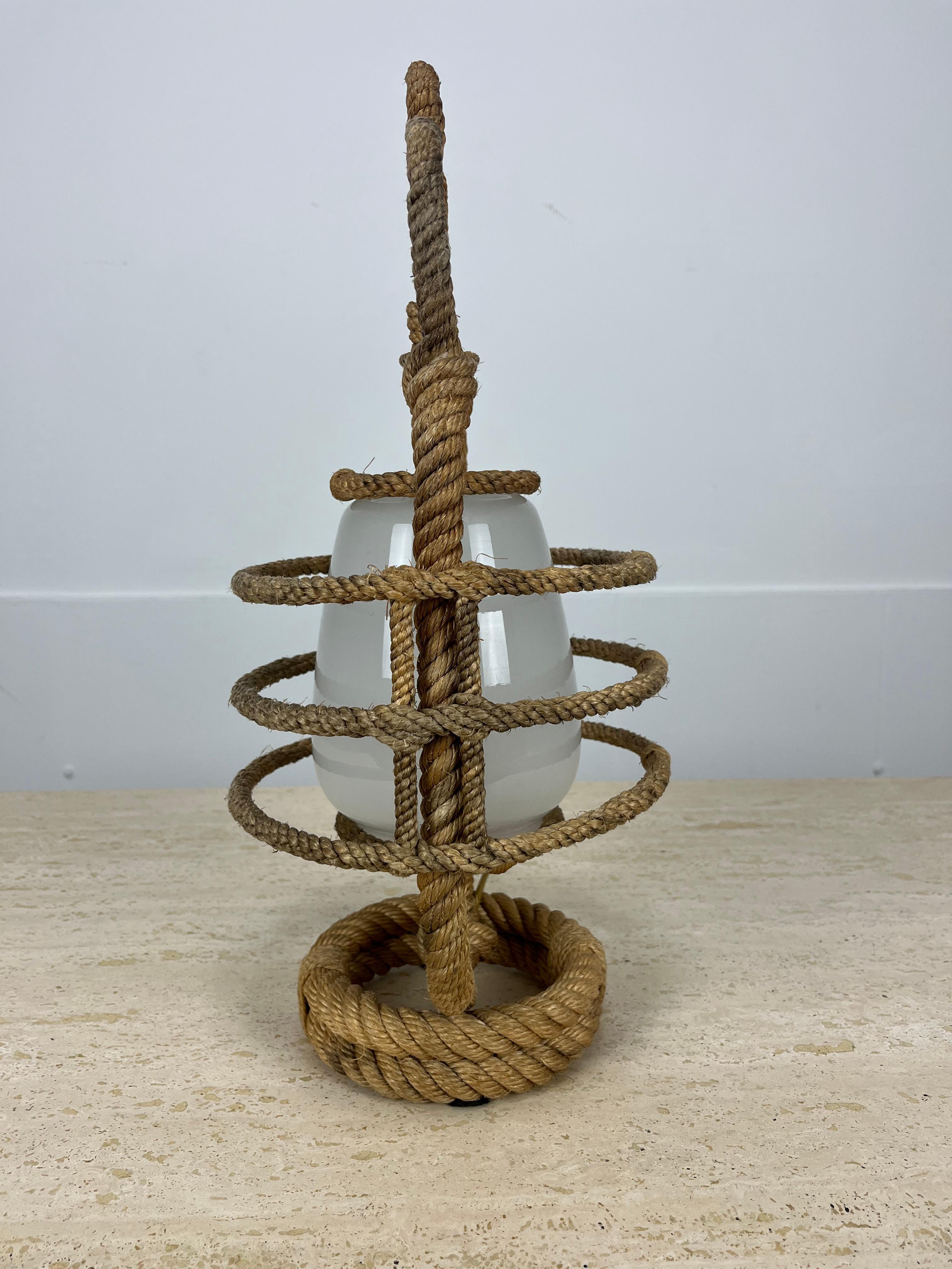 Metà XX secolo Lampada a lanterna in corda francese Audoux Minet, anni '50 in vendita