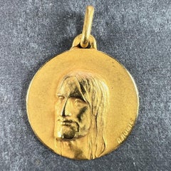 French Augis 18K Yellow Gold Jesus Christ Medal Charm Pendant
