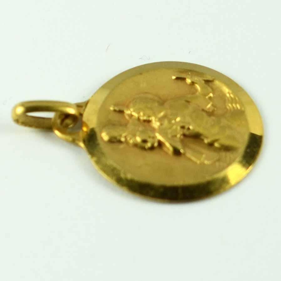 French Augis 18 Karat Yellow Gold St Christopher Charm Pendant Medal In Good Condition In London, GB