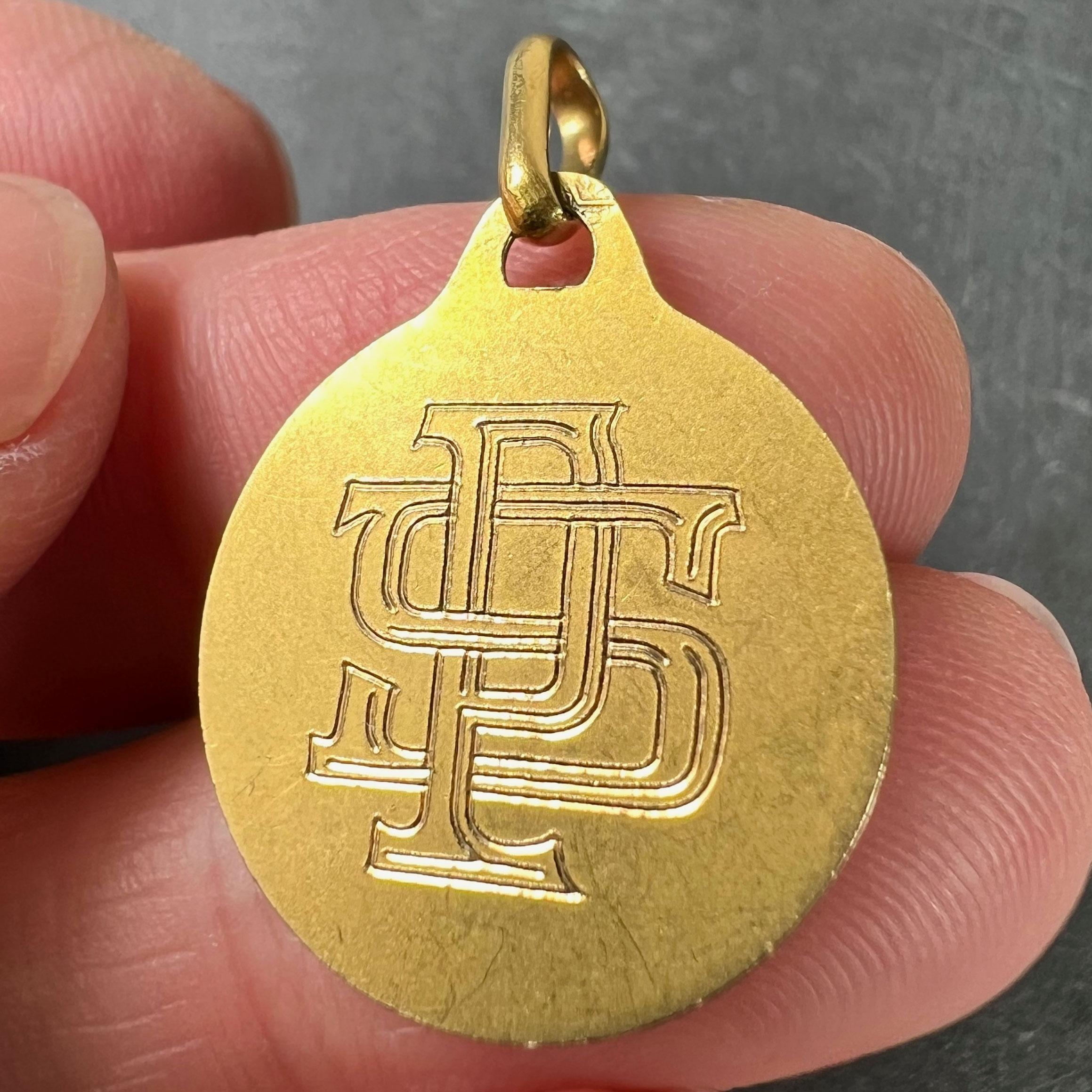 Colgante Medalla San Cristóbal French Augis de oro amarillo de 18 quilates en venta 4