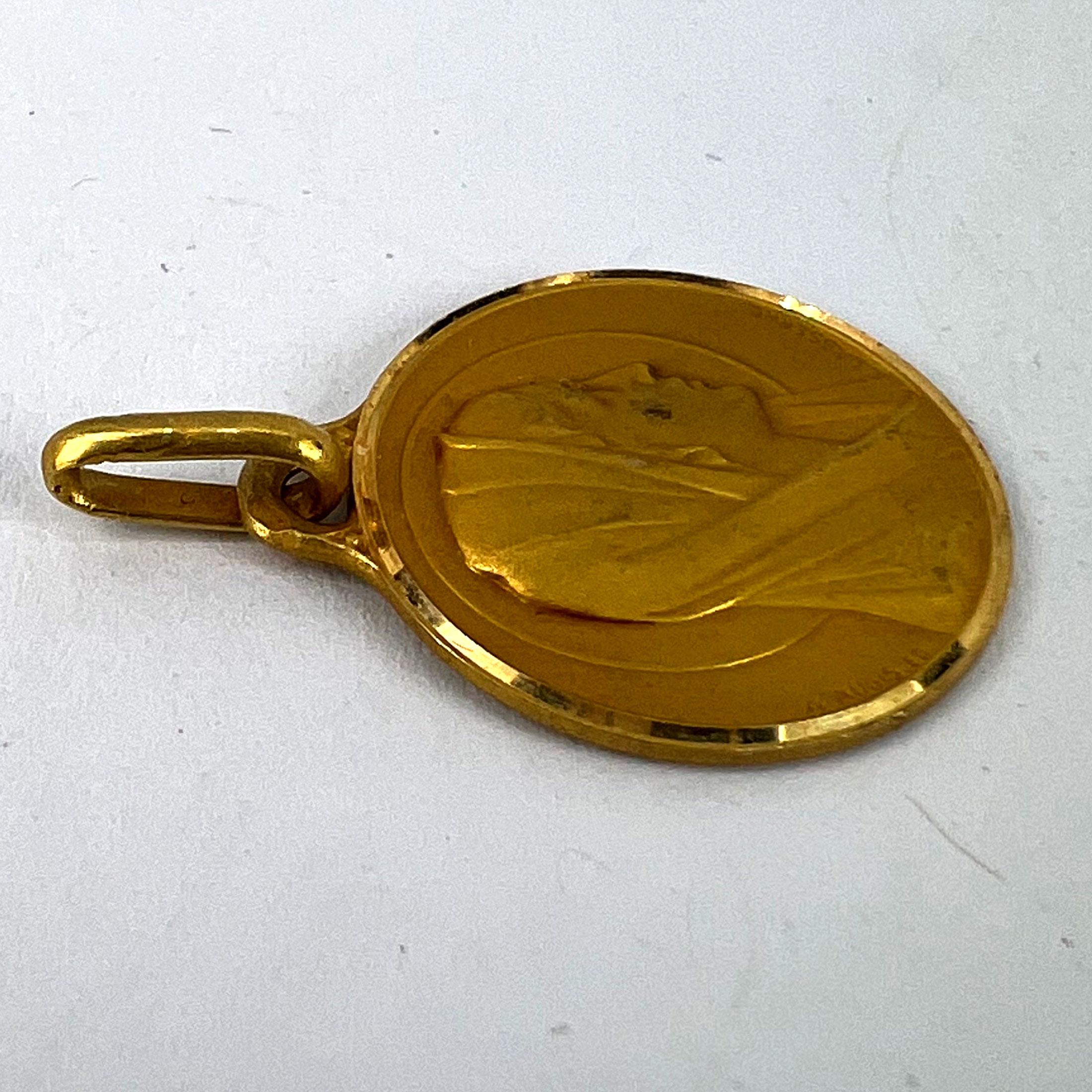 French Augis Lasserre Virgin Mary 18K Yellow Gold Medal Pendant For Sale 10