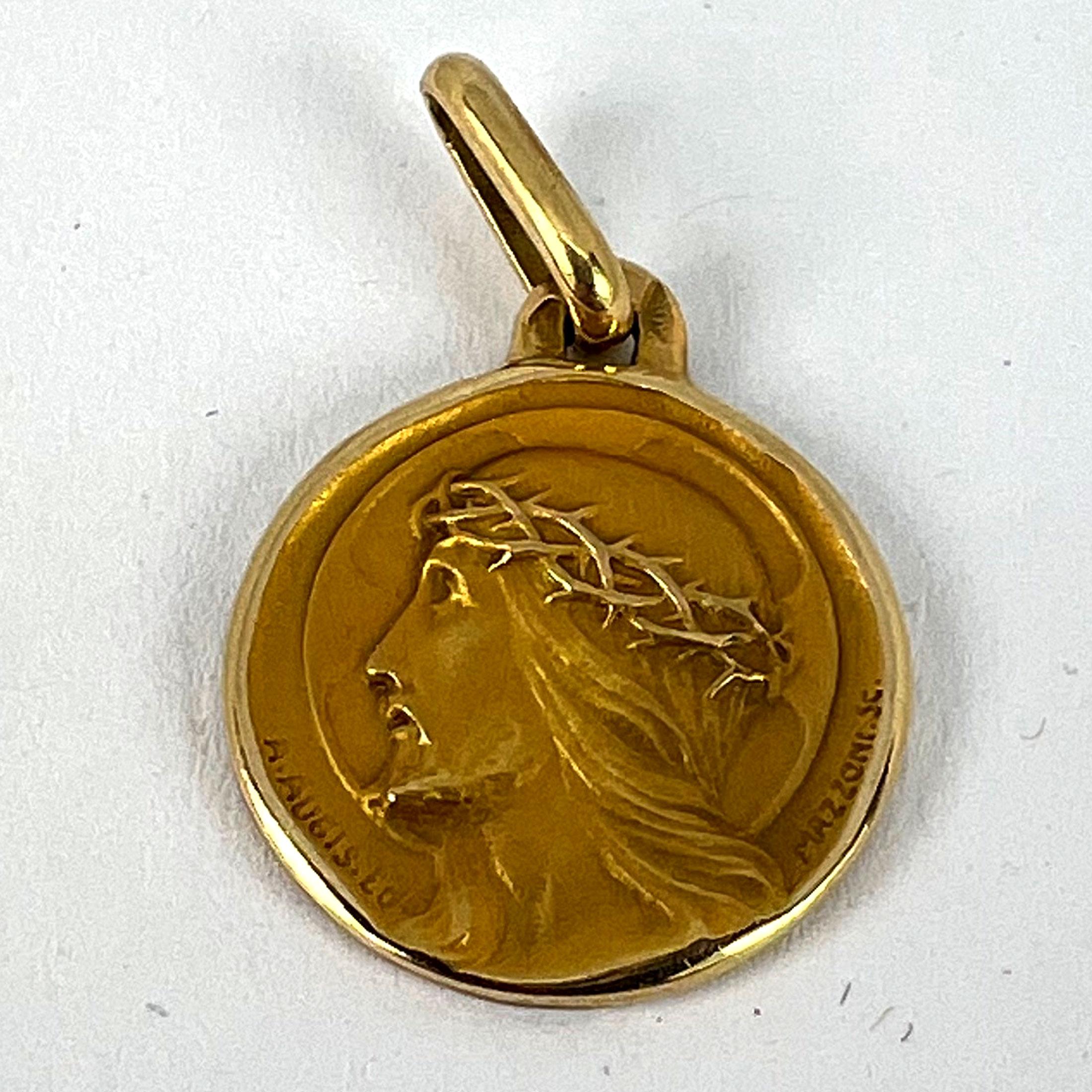 Französisch A. Augis Mazzoni Jesus Christus Dornenkrone  18K Gelbgold Gold Medal Anhänger im Angebot 8