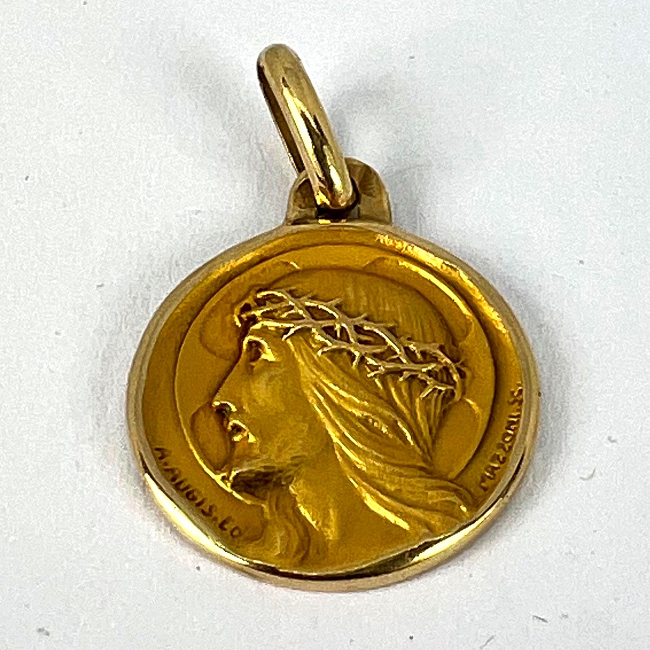 Französisch A. Augis Mazzoni Jesus Christus Dornenkrone  18K Gelbgold Gold Medal Anhänger im Angebot 8