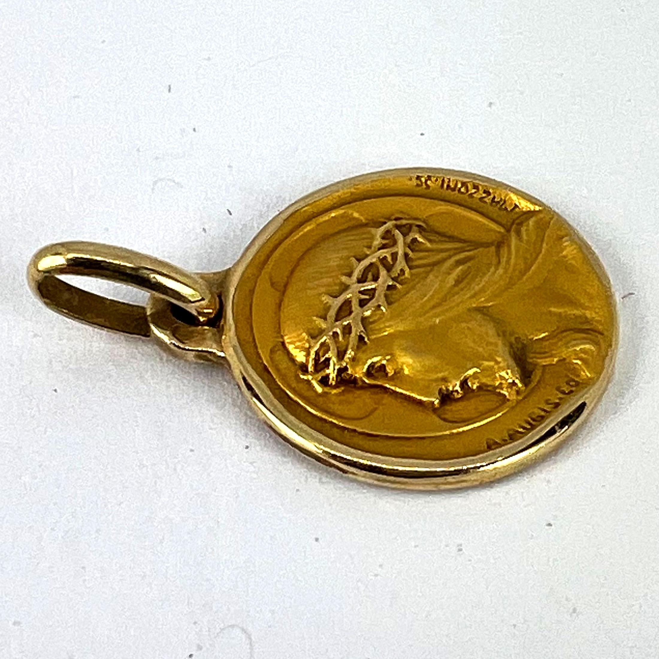 Französisch A. Augis Mazzoni Jesus Christus Dornenkrone  18K Gelbgold Gold Medal Anhänger im Angebot 10