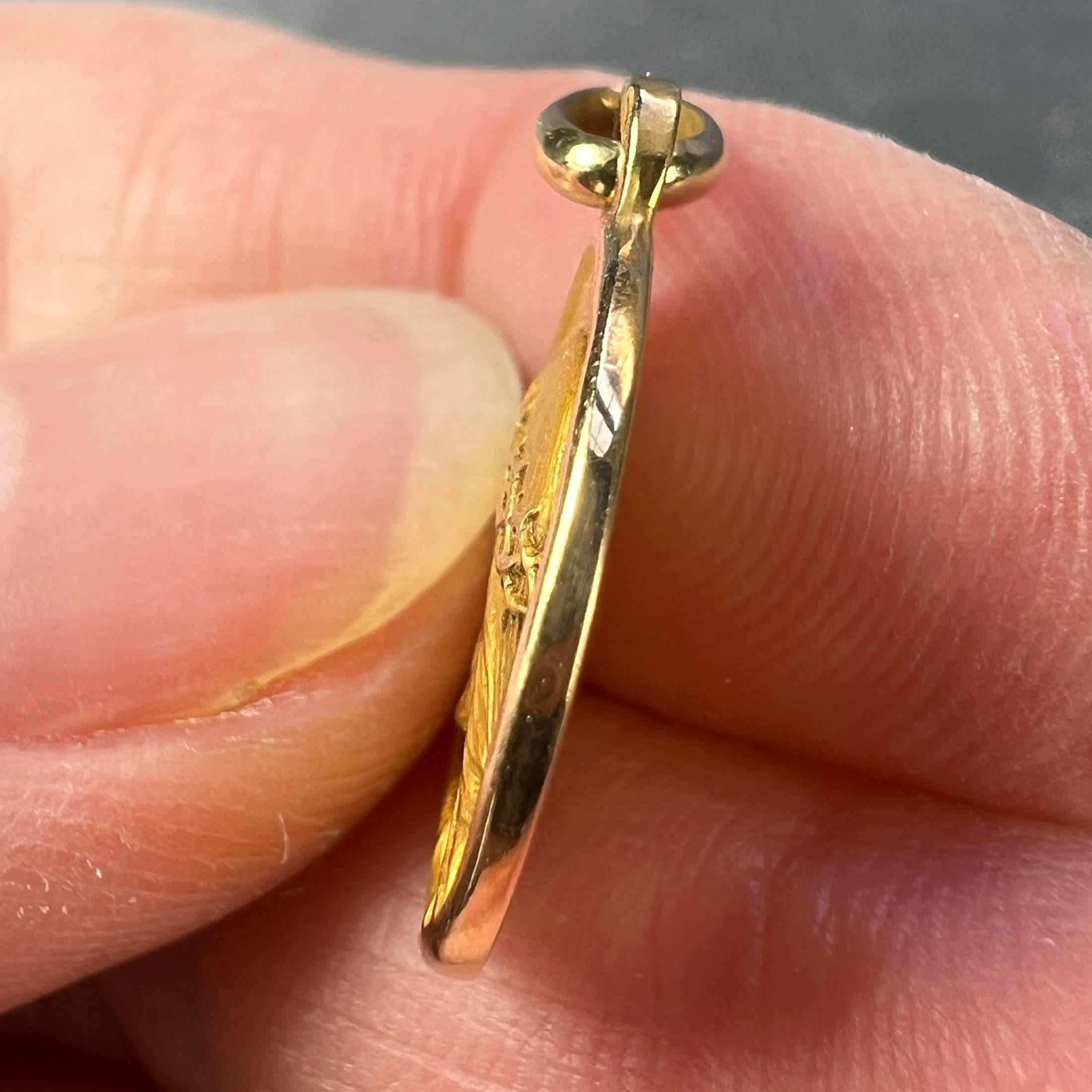 Französisch A. Augis Mazzoni Jesus Christus Dornenkrone  18K Gelbgold Gold Medal Anhänger im Angebot 3