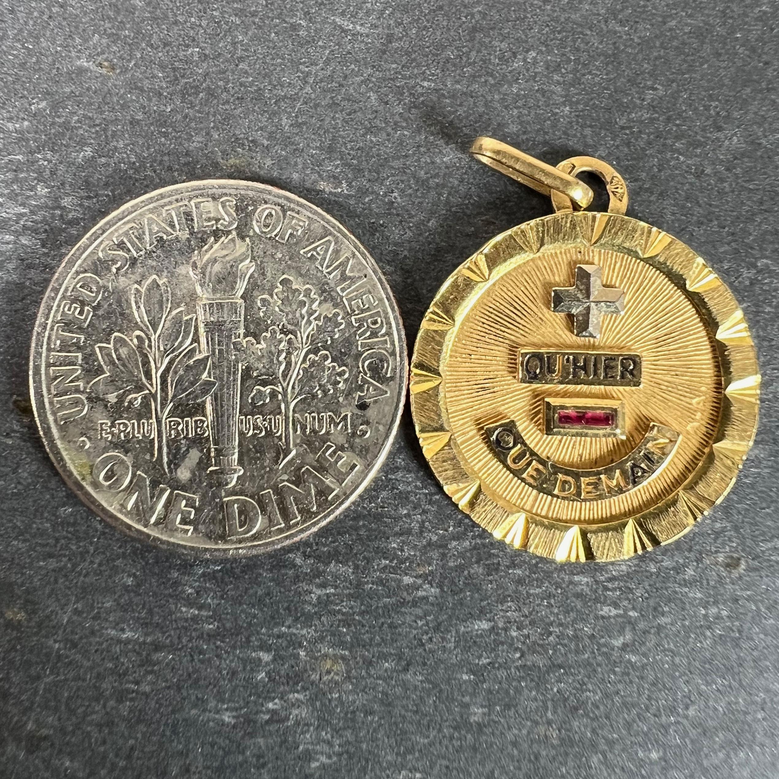 A Augis Plus Qu'Hier Pendentif en or blanc jaune 18K émail rubis amour en vente 5